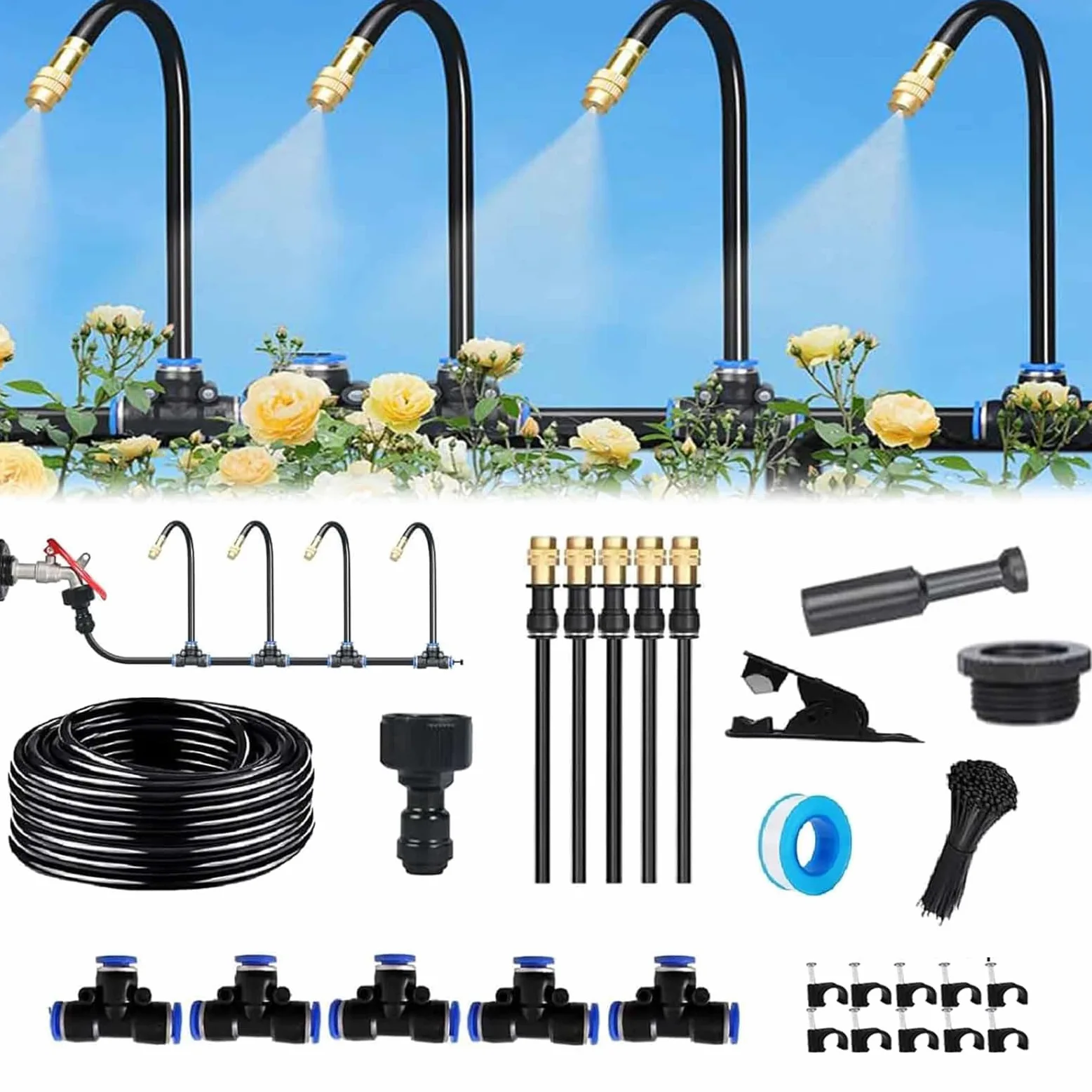 Arrosage Automatique Pour Jardin,Systeme Arrosage Automatique, Goutte A Goutte Jardin, 360°Adjustable Nozzle Kit Arrosage Goutte à Goutte, Pour De Plein Air Garden, Yard, Lawn (20M)