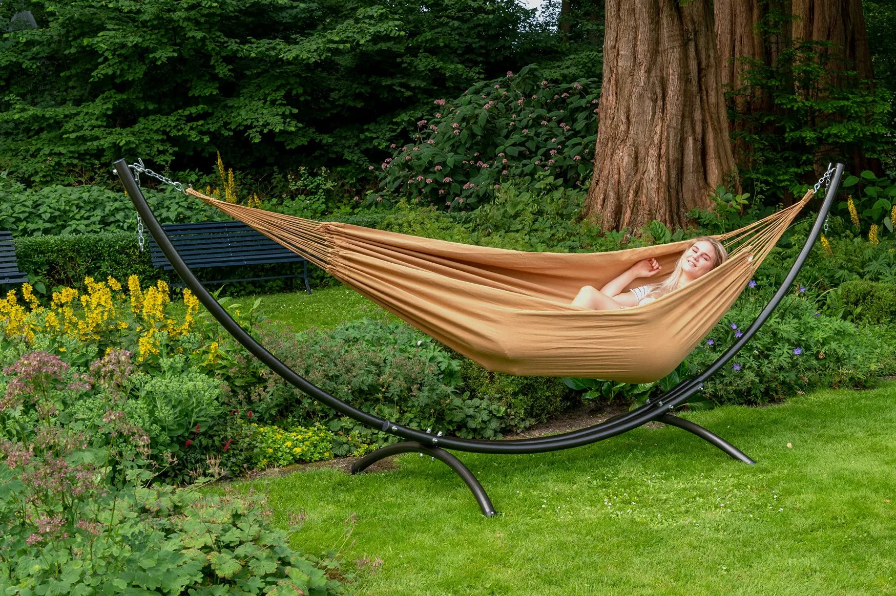 Tropilex Hamac de Jardin Exterieur 2 Places | Hamac Double Classique 180 kg Colombien | Randonnée | Fabriqué à la Main | Style Organic Mocca 350 cm