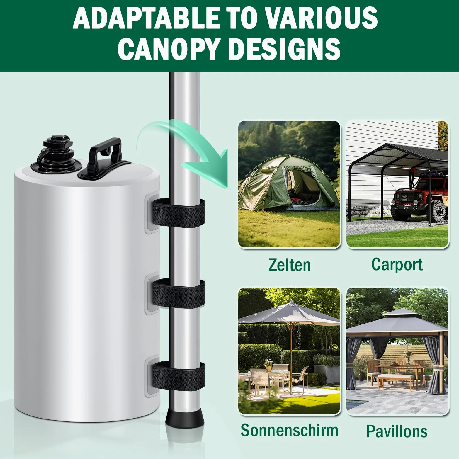 Paquet de 4 Poids de Water Bag Gazebo,Sacs de Poids Robustes pour Pieds de tonnelle,Réutilisable, Sacs de lestage pour Gazebos/Tentes de Jardin,Poids pour Jambes, tentes Pare-Soleil, Parasol