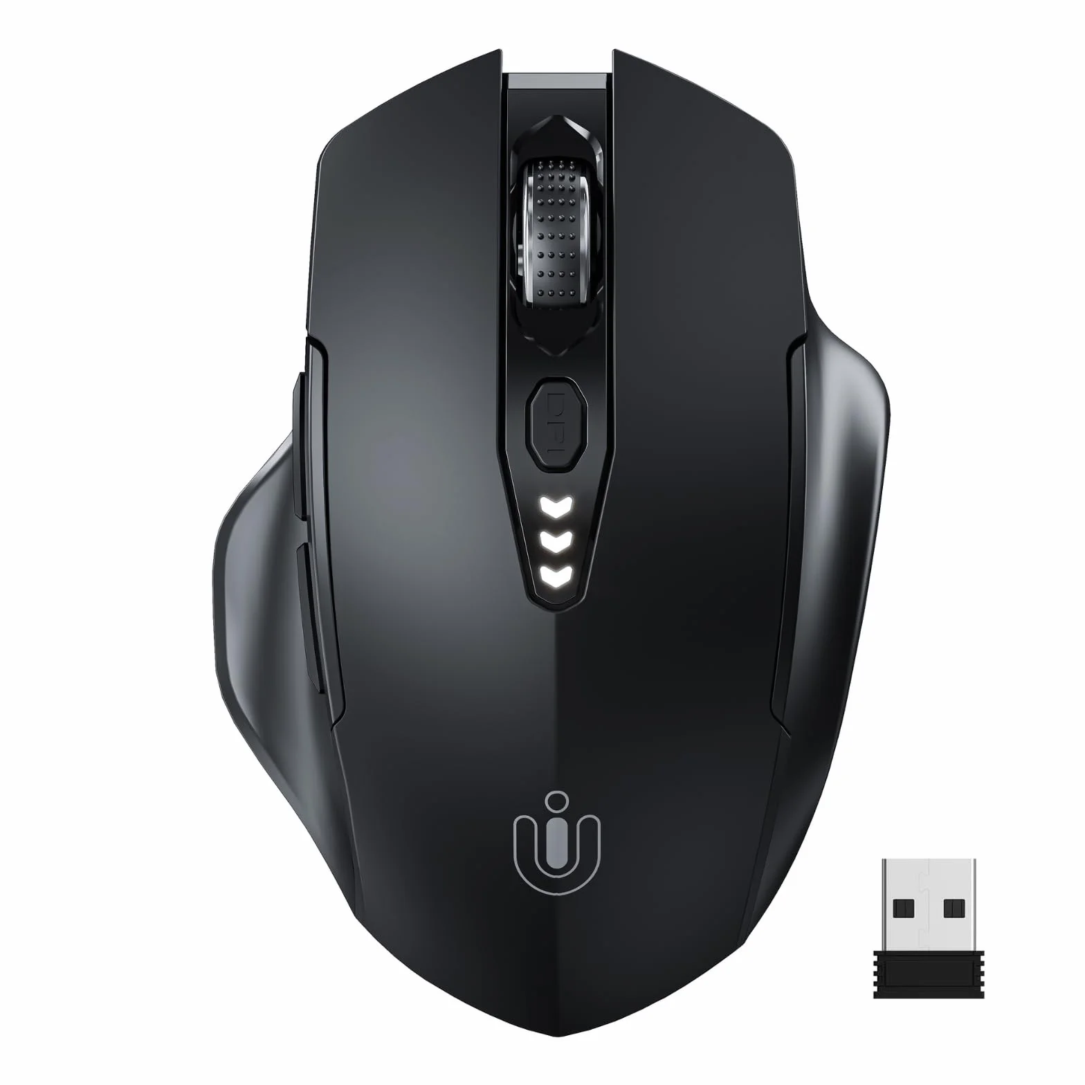 Uineer Souris sans Fil Rechargeable 2.4G USB, Ergonomique, 4 Niveaux DPI réglables, Indicateur de Batterie