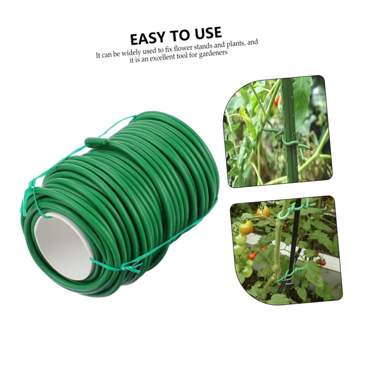 Lien de Jardinage Vert en Tpr et Fer, Lot de 2 Rouleaux pour Plantes | Fixation Polyvalente des Tiges, Usage pour Fleurs et Arbustes, Format Pratique pour Ligature au Jardin