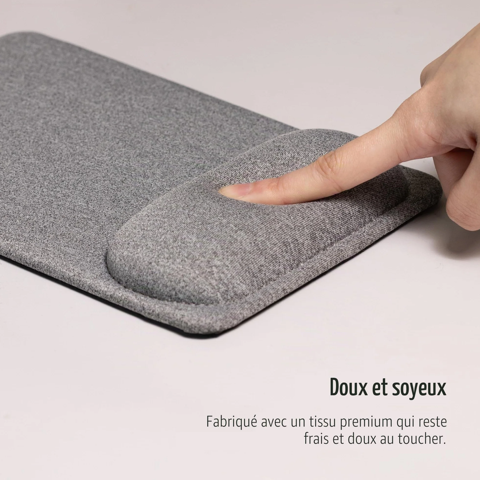 SenseAGE Tapis de Souris Ergonomique avec Repose Poignet, Base Antidérapante 22,5 x 15,5 cm Gris