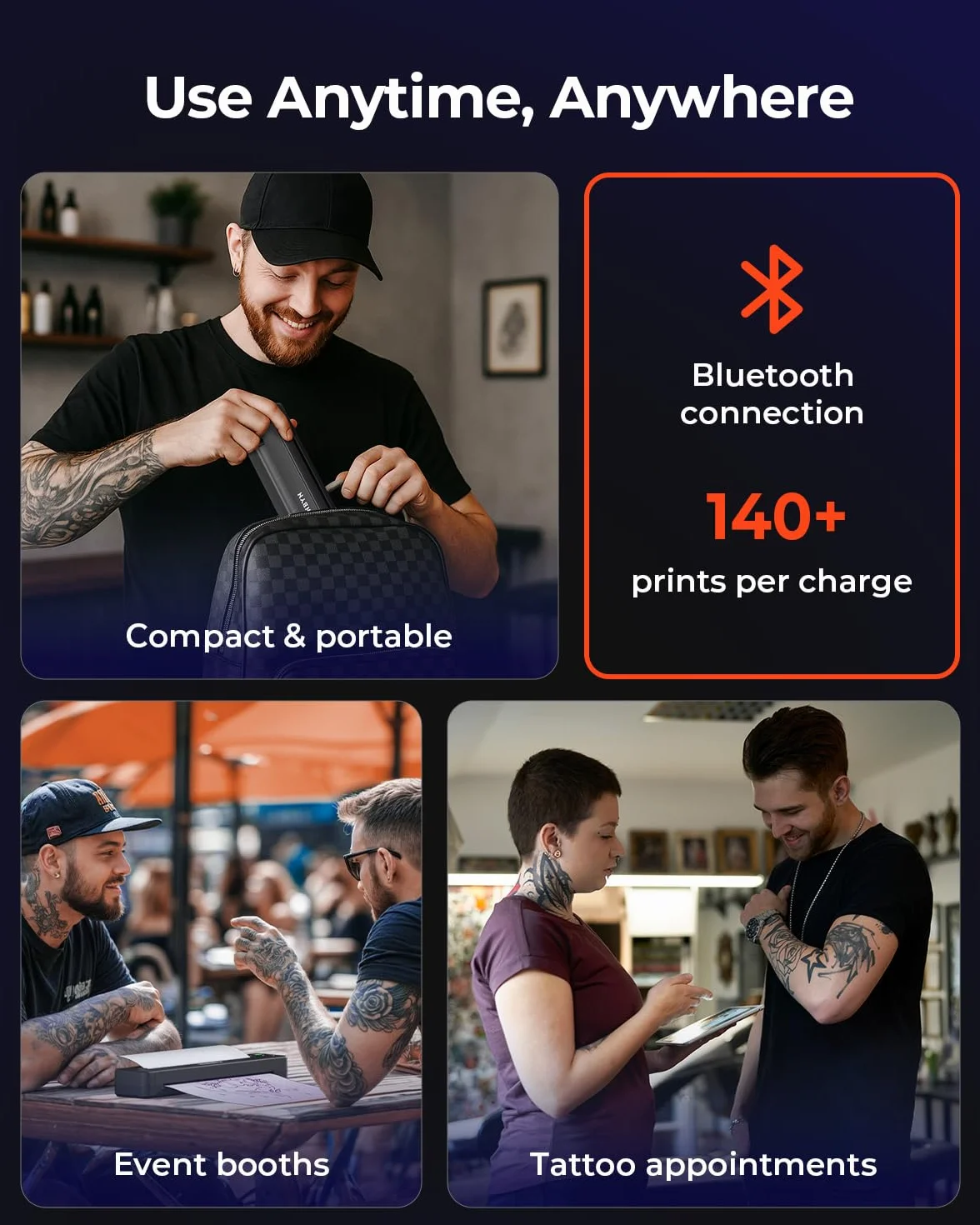 MUNBYN ITP06 300DPI Thermocopieur Tatouage Bluetooth Imprimante Transfert Stencil Noir