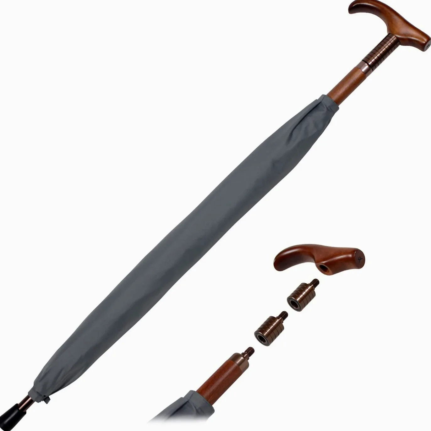 iX-brella Parapluie de support réglable en hauteur avec poignée en bois