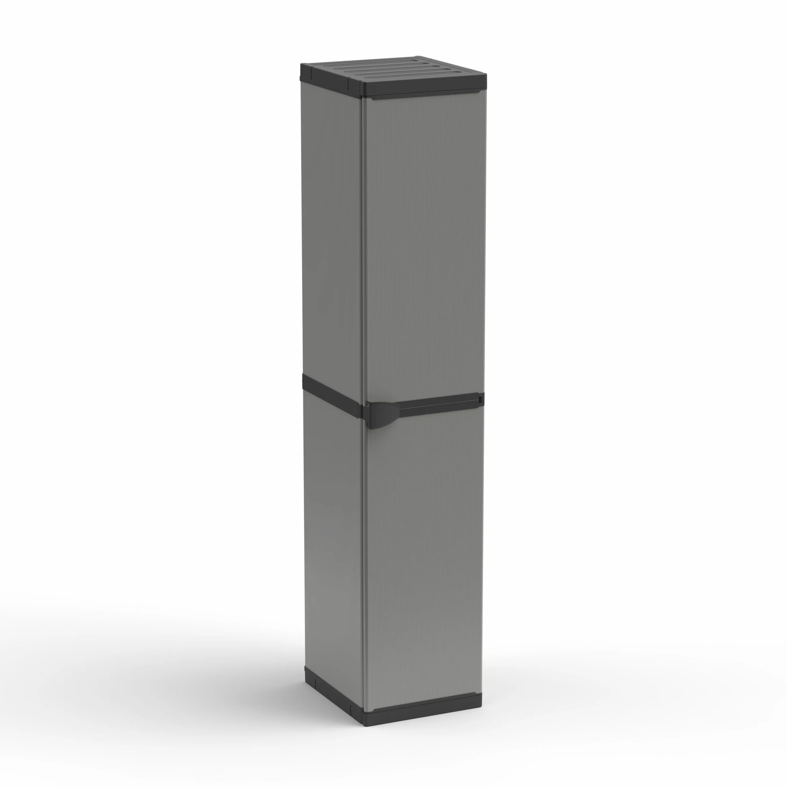 Adventa Armoire résine PVC PP 1 porte 3 étagères modulaire 34x40x165 cm Gris