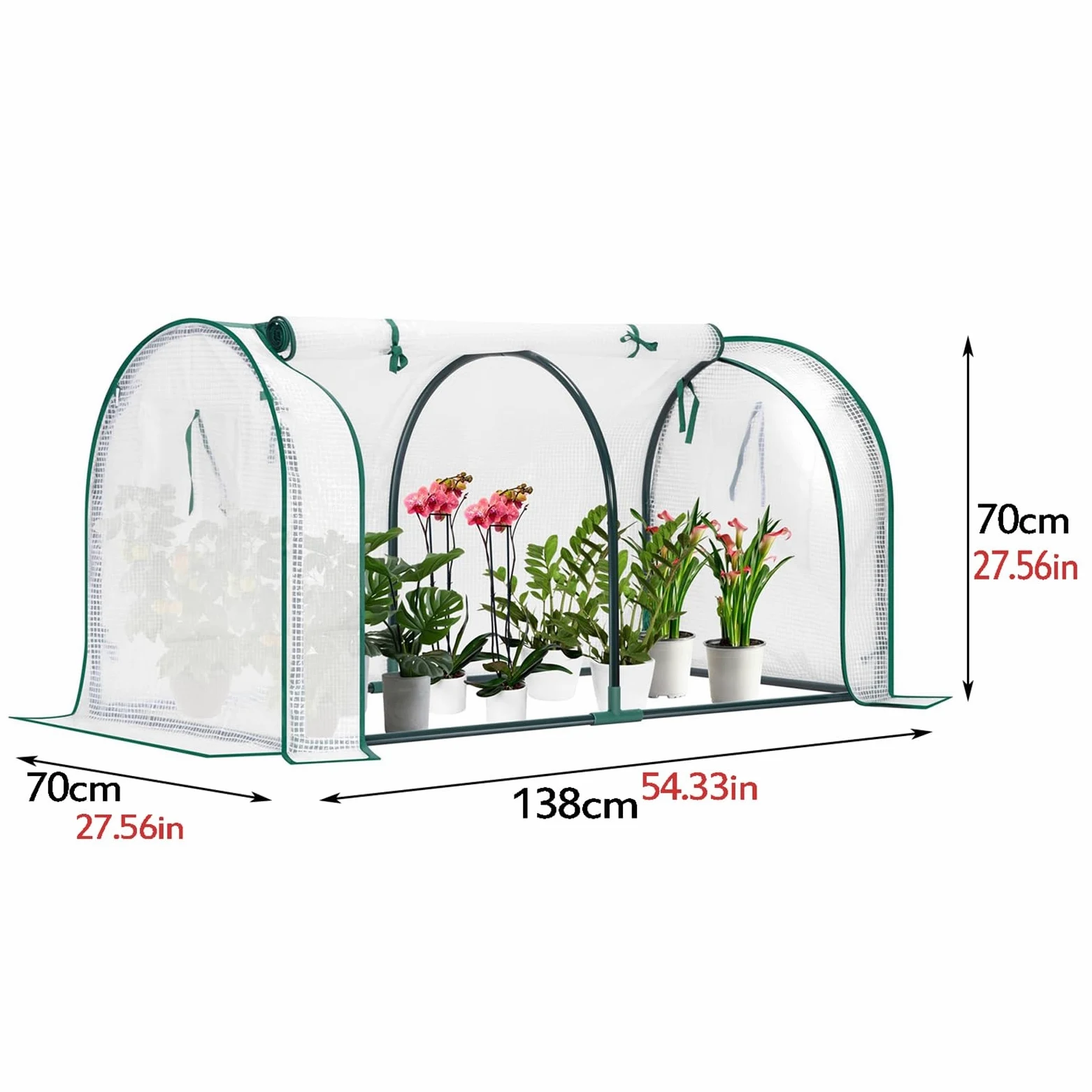 Mini-serres d'extérieur, Petite Serre Multi-accès, avec Portes zippées, Structure en Acier pour terrasse de Jardin, 54,3x27,5x27,5 Pouces