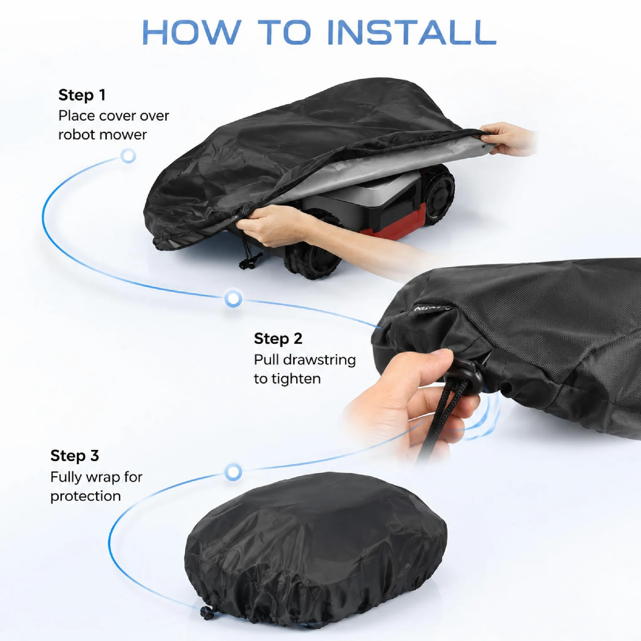 Abris Robot Tondeuse pour LawnMaster OcuMow MX, 600D Housse Imperméable Oxford avec Cordon Coupe-Vent Anti-UV Extérieur