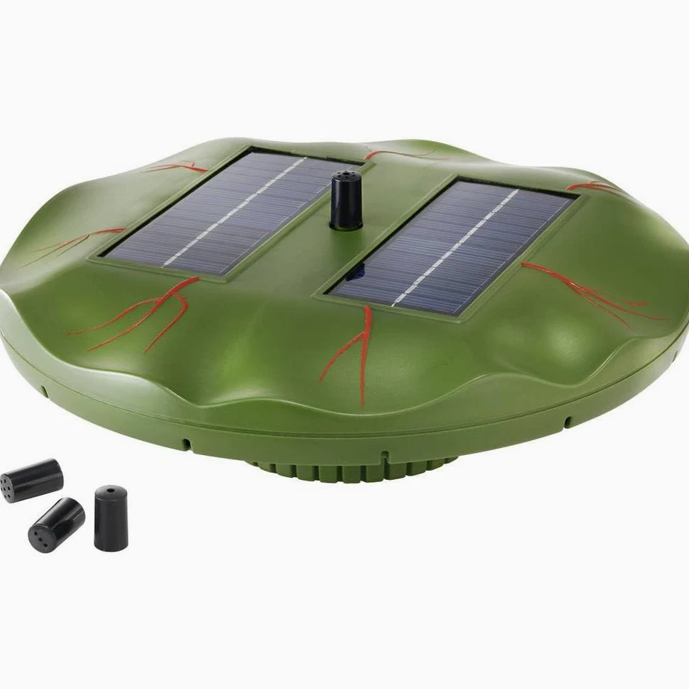 Esotec Pompe de Bassin Flottante nénuphar | Kit Complet avec Pompe d'arrosage, Panneau Solaire, Fontaine Solaire pour Bassin de Jardin, Jeu d'eau, Pompe de Fontaine, Fonctionnement Direct 0,4 m, 160