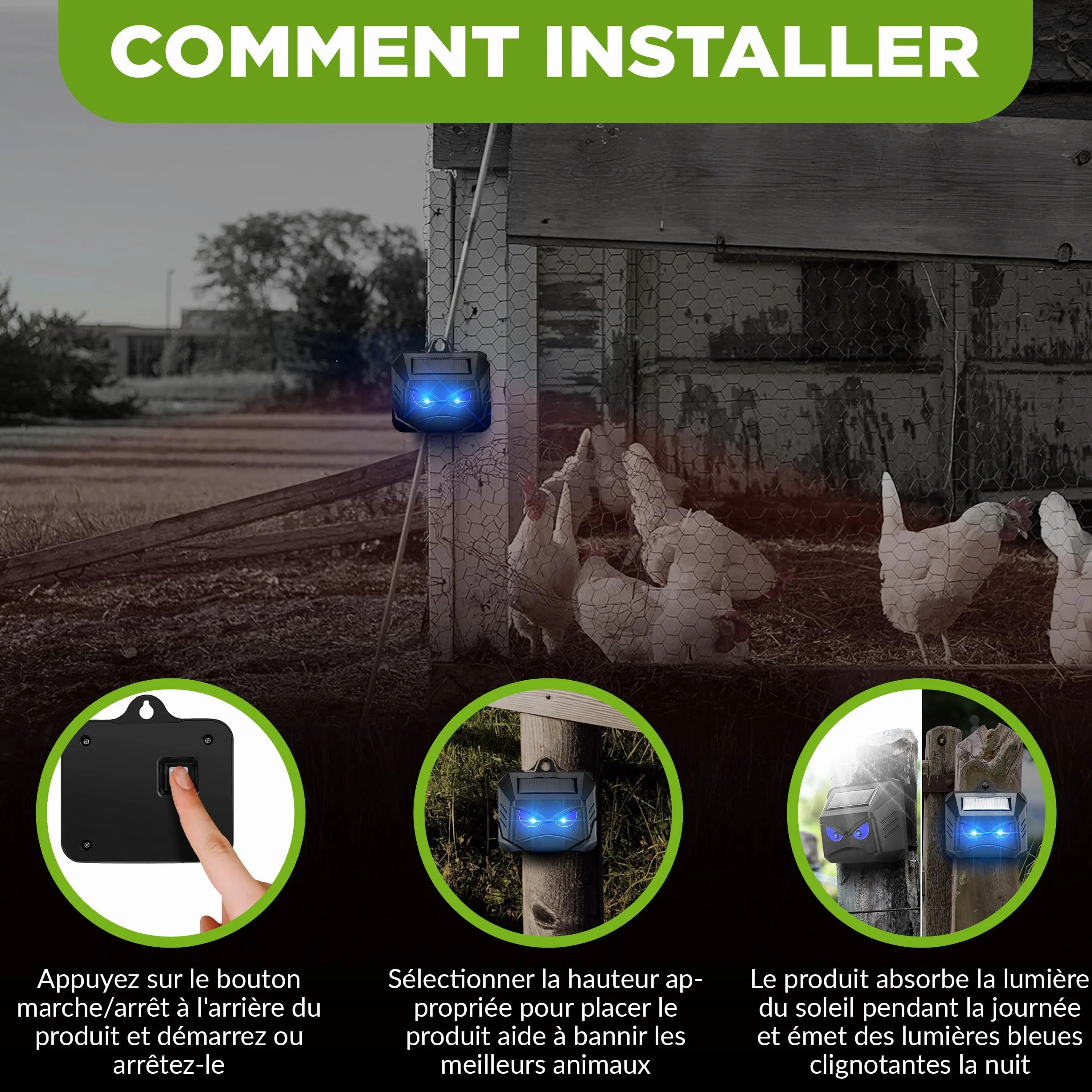 ISOTRONIC Répulsif Solaire Ratons Laveurs Cerfs Renards Sangliers Protection Animaux Sauvages LED Bleue 40 m² Lot de 4 Pièces Jardin