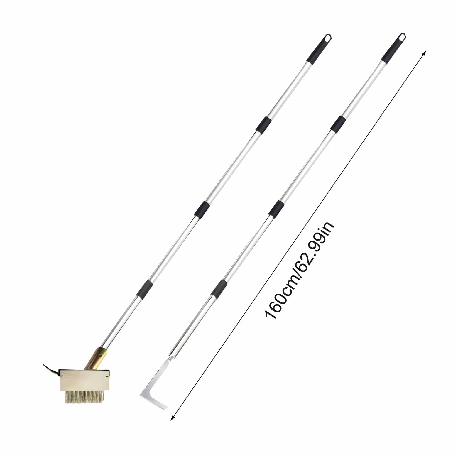 Ensemble de brosse à mauvaises herbes avec manche télescopique en acier inoxydable, extracteur de mousse manuel pour patios, allées et pavés, outil de jardin réglable sans danger pour le dos