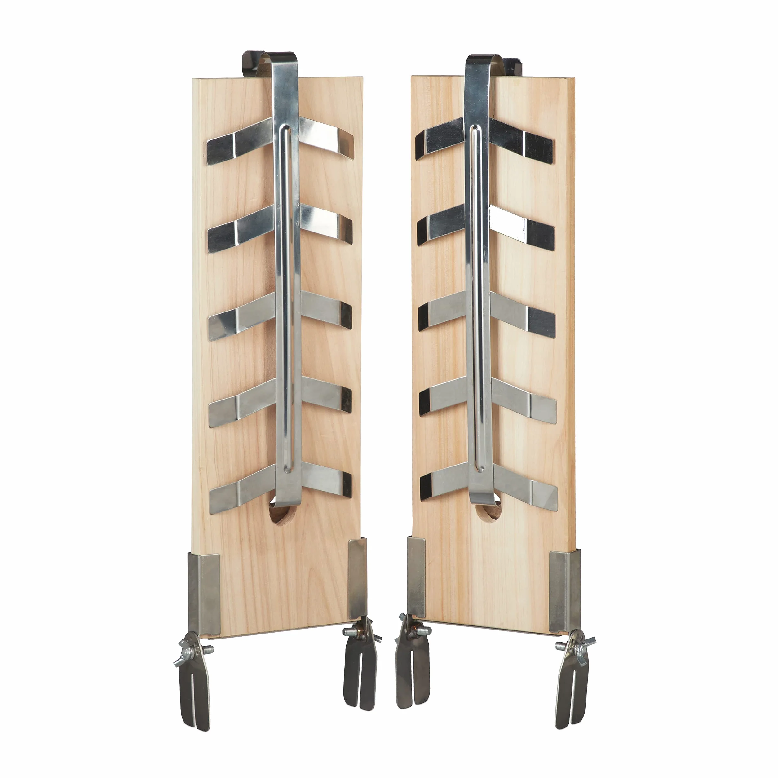 Relaxdays Lot de 6 Planches à Saumon en Bois de cèdre 46 x 15,5 cm Fixations inclinables INOX