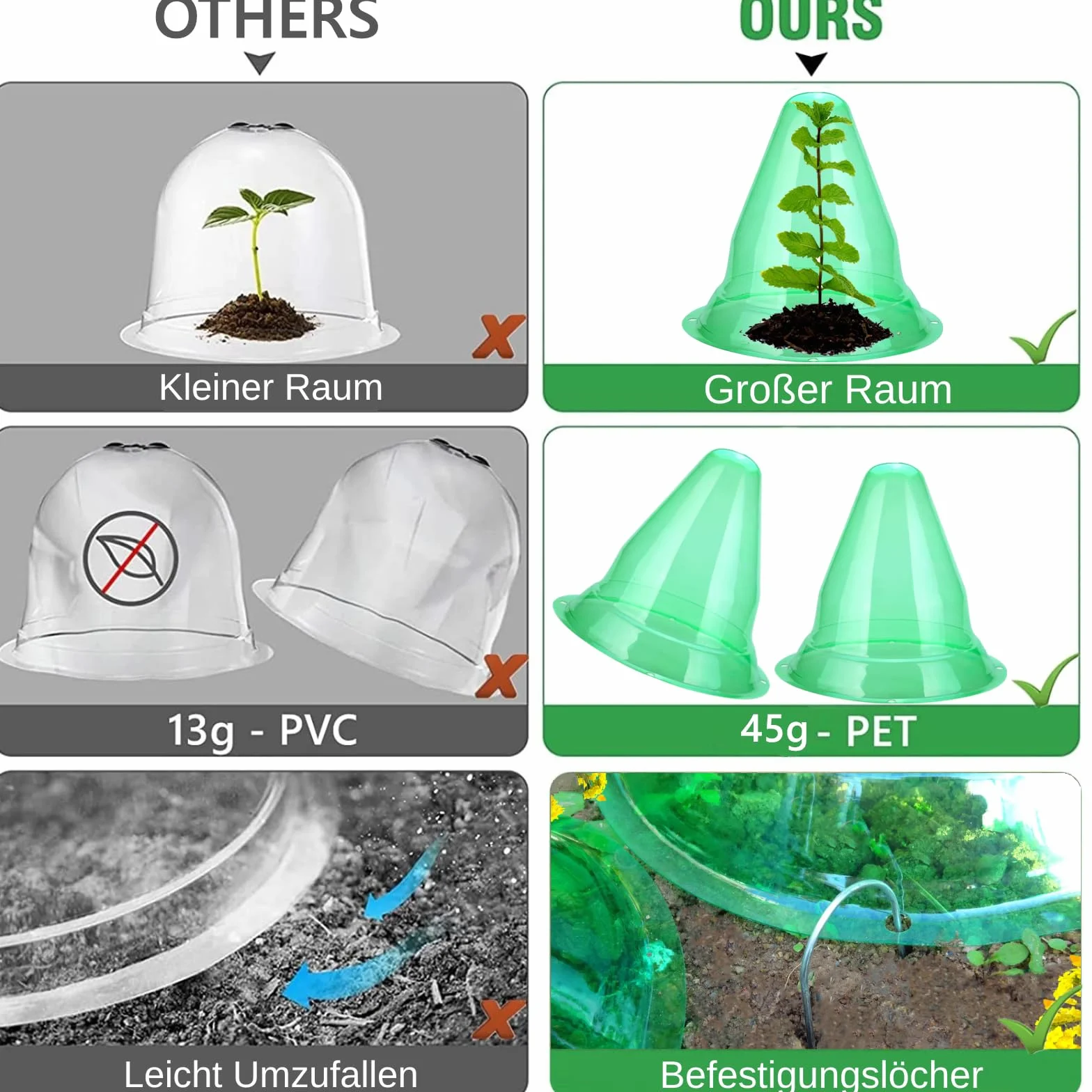 20 pièces grandes cloches pour plantes réutilisables, protecteurs de jardin contre les animaux