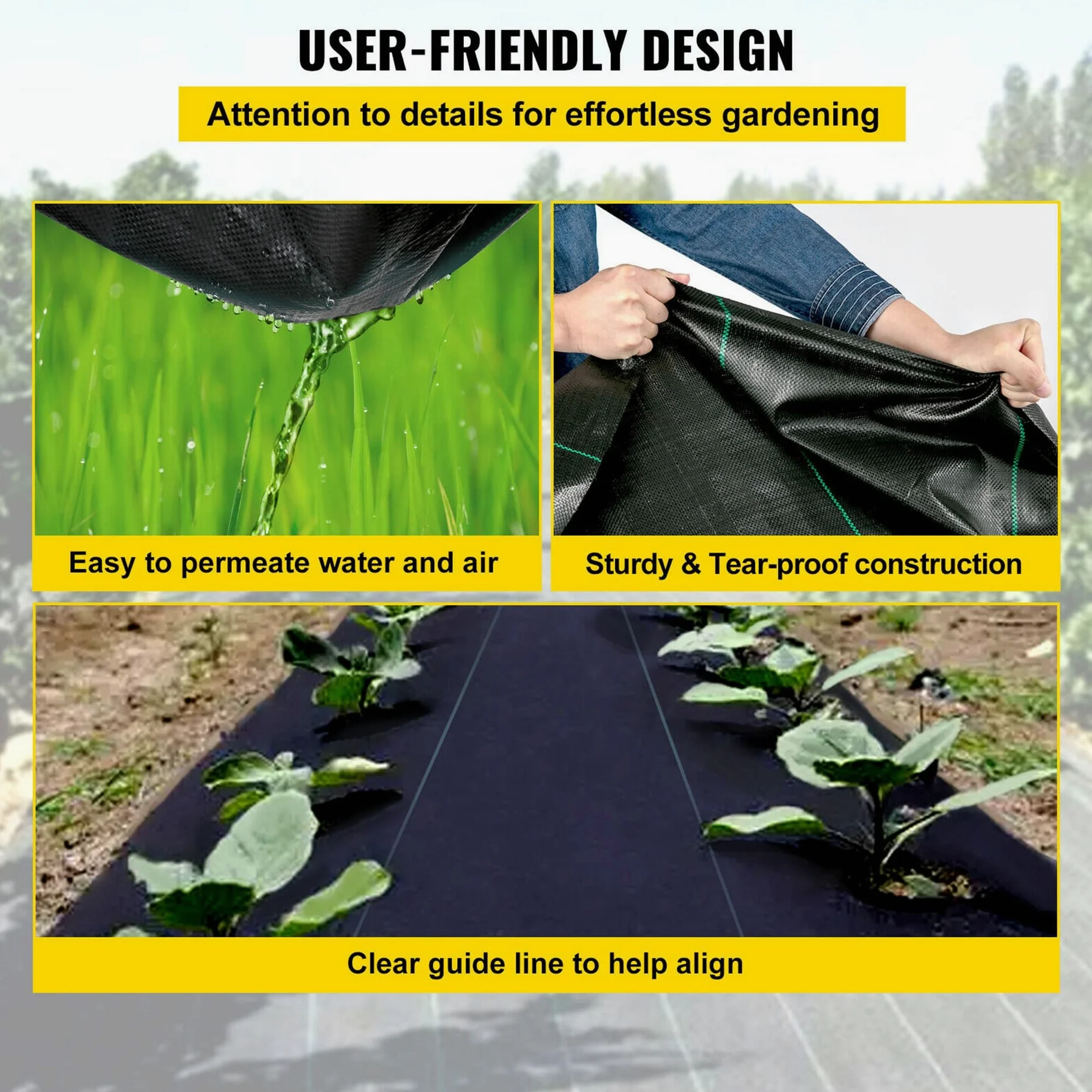 Toile de Paillage,Toiles Anti-Mauvaises Herbes en Polypropylène,Bache Geotextile Anti Repousse 70g/m², Tissées Résistant et Perméable et Anti-UV,pour Jardin et Serre,Noir