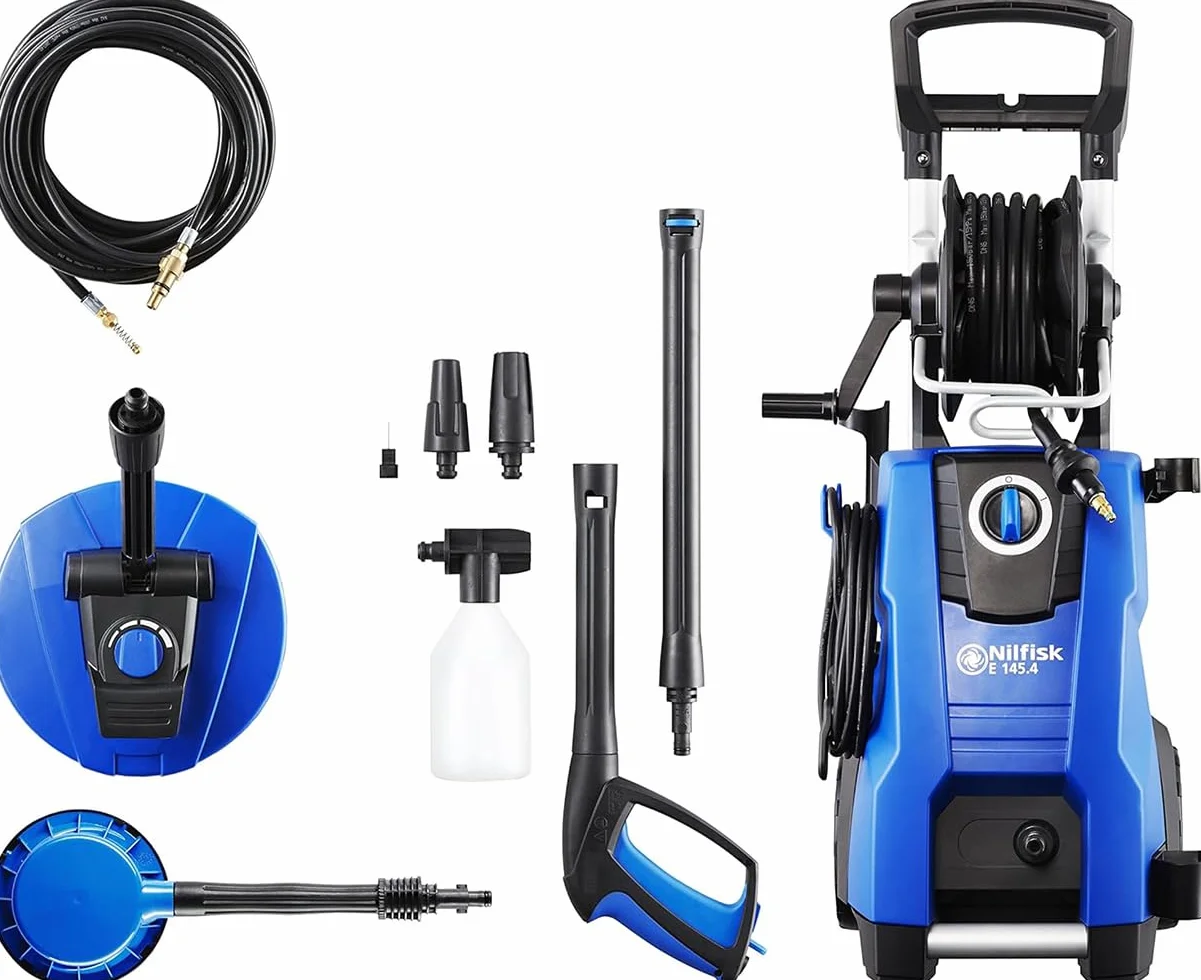 Nilfisk Nettoyeur Haute Pression E 145 Bars + Nettoyeur de Sols et Murs + Brosse + Déboucheur de canalisation (2100 W) 128471191