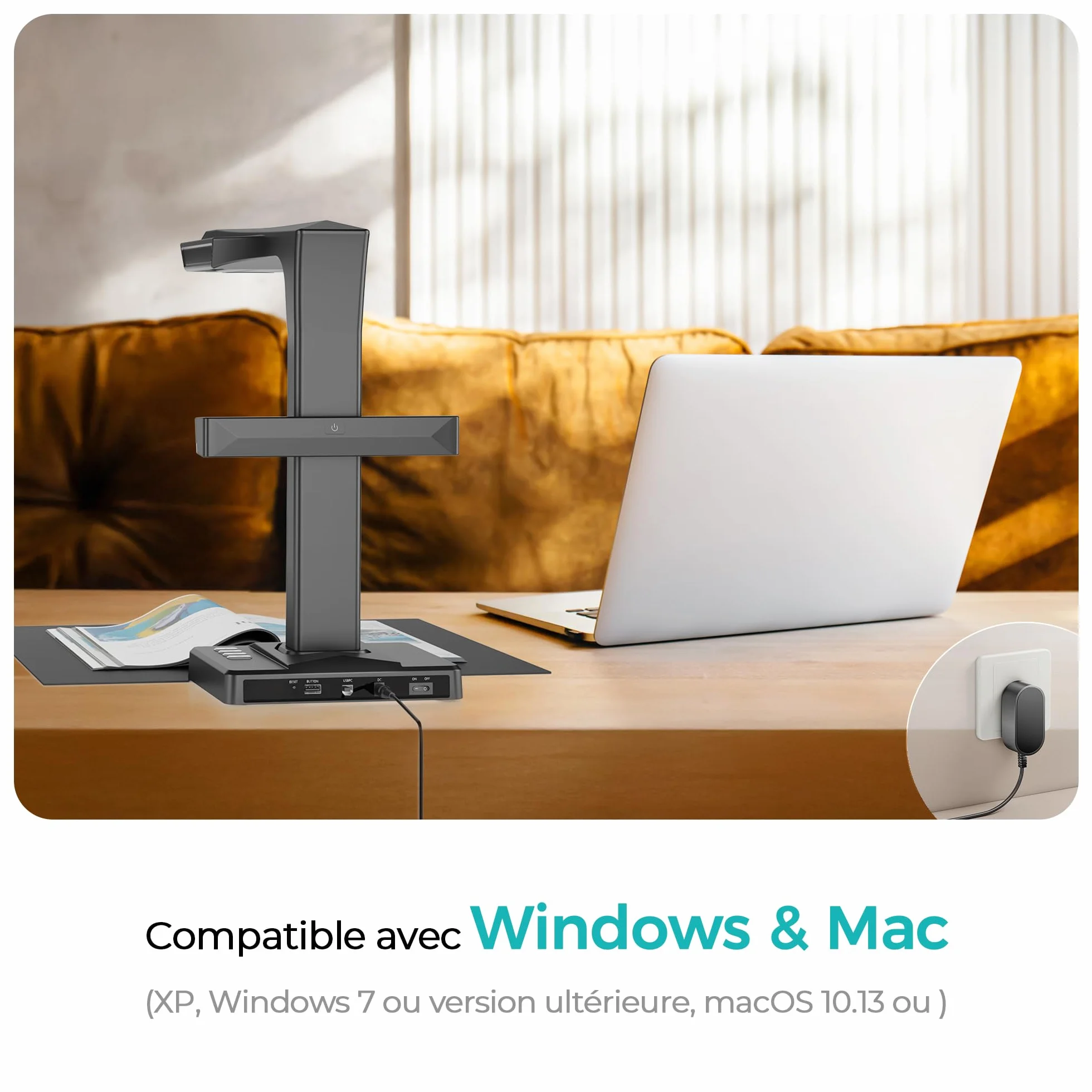 CZUR ET16 Plus Scanner de Documents A3, 16 MP, OCR Multilingue, macOS & Windows, PDF Éditable