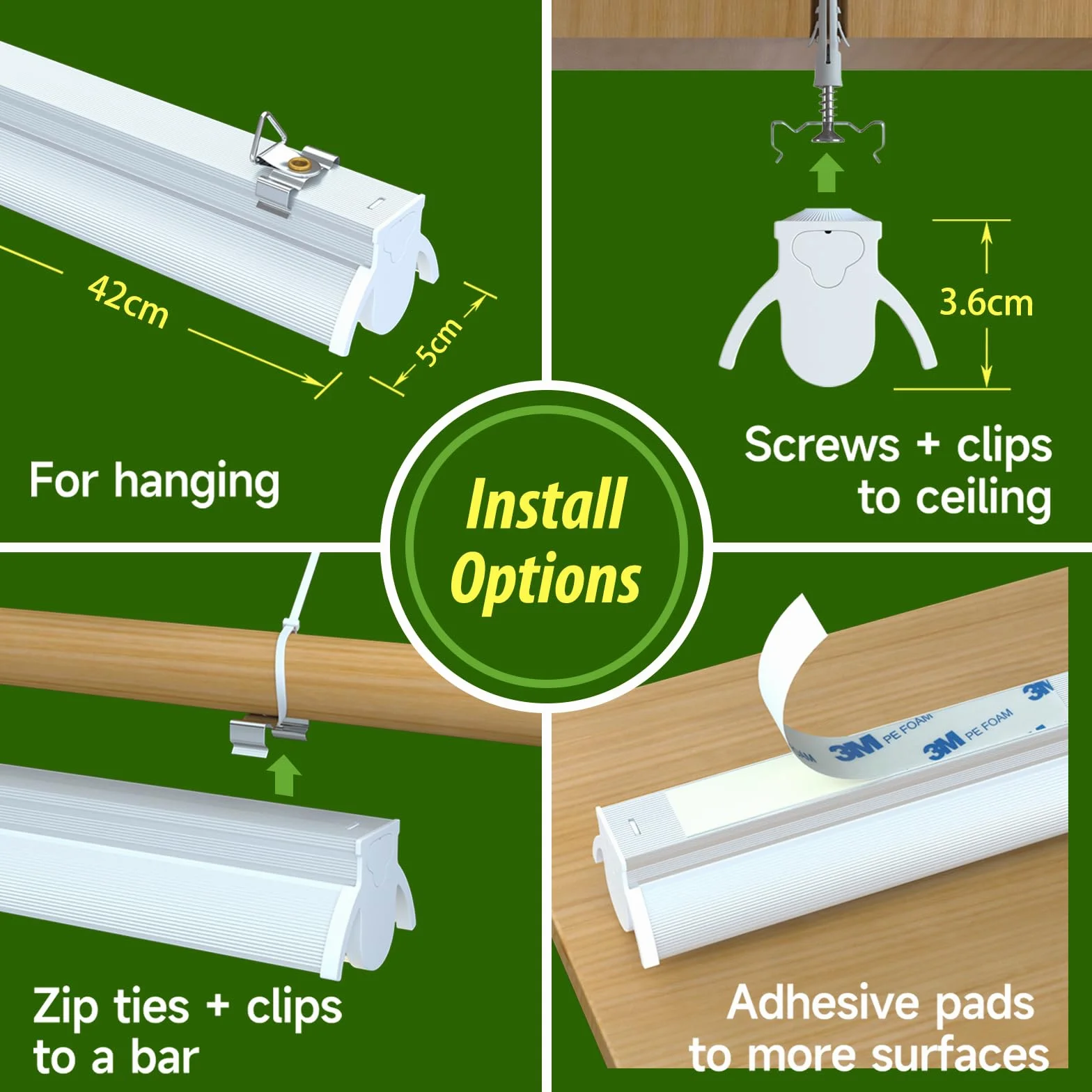 Lampes T5 pour plantes d'intérieur 42cm pack de 2 10W LED plein-spectre avec réflecteurs