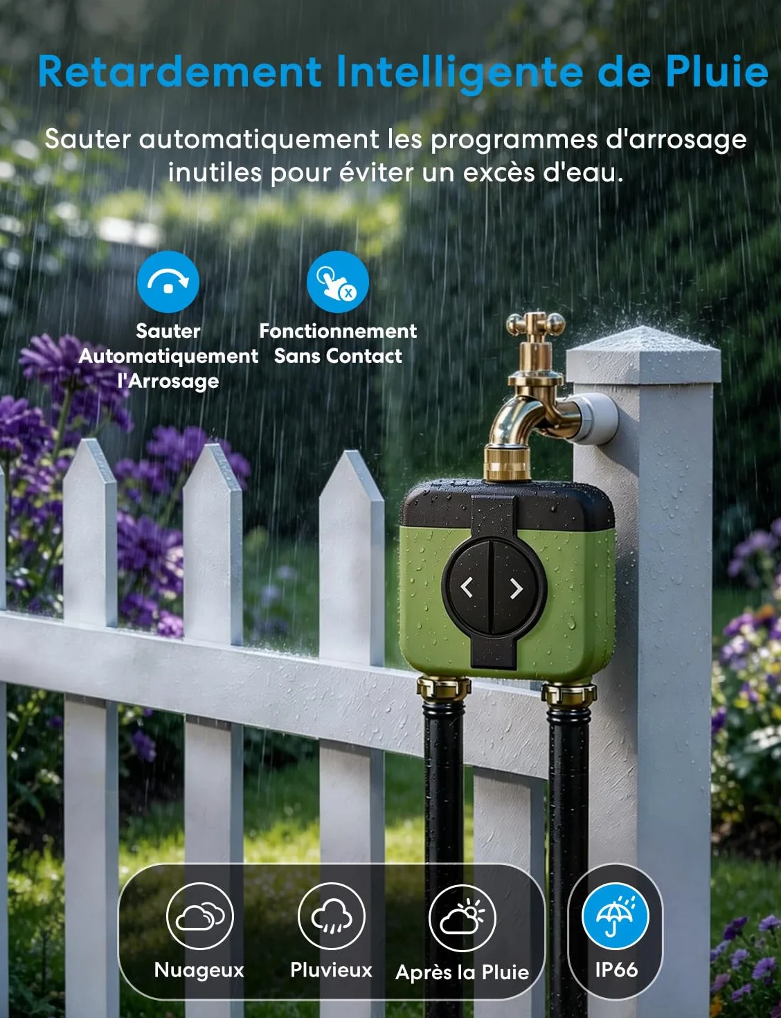Meross Programmateur Arrosage WiFi 2 Voies MST200, Arrosage Automatique & Contrôle à Distance - APP, Retard Pluie & Suivi Conso d'Eau, Compatible avec Apple HomeKit, Alexa et Google Home, Vert, 2.4GHz