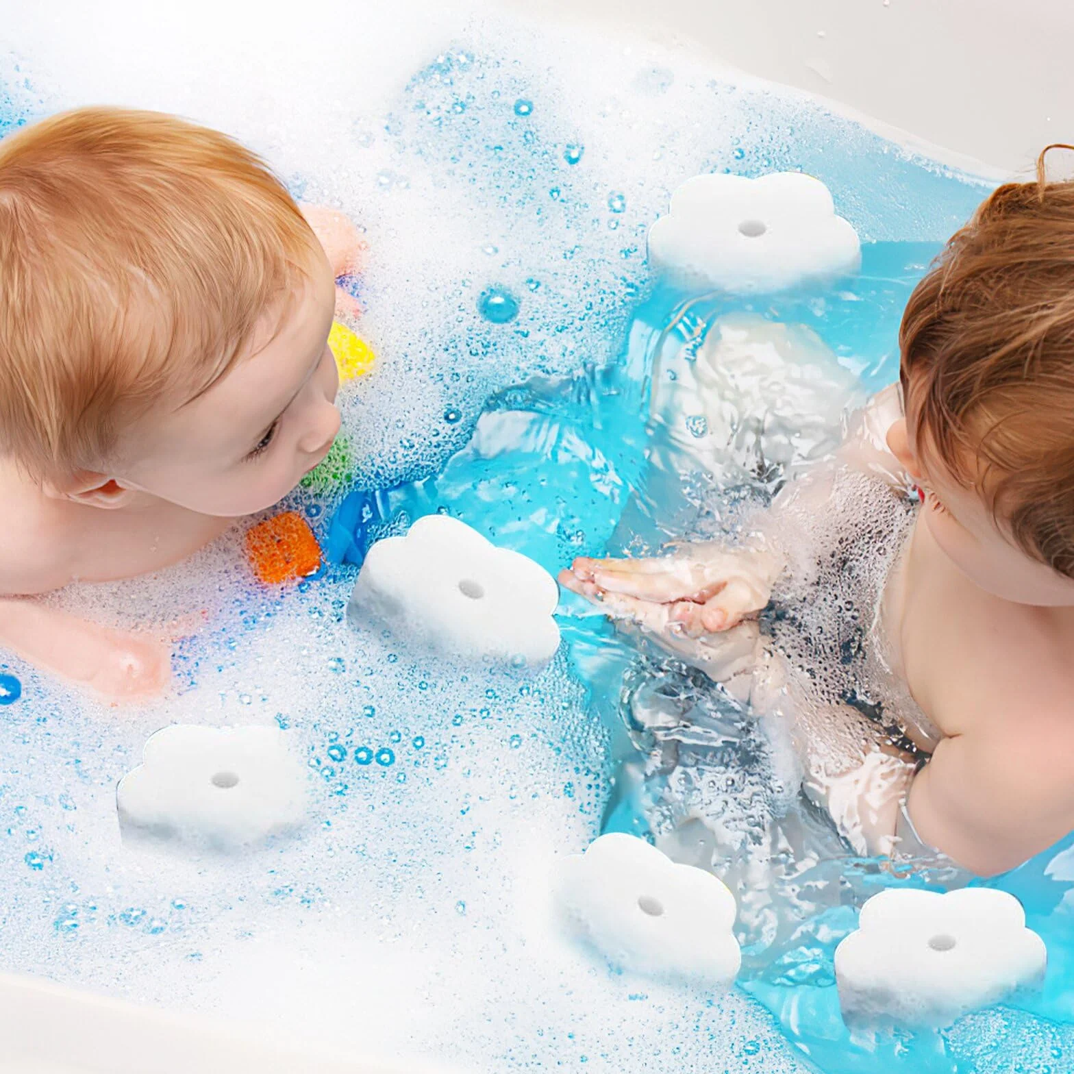 Éponge Absorbant l'Huile 16 Pièces, Éponge Filtre pour Piscine, Spa, Cuisine (Fleur)