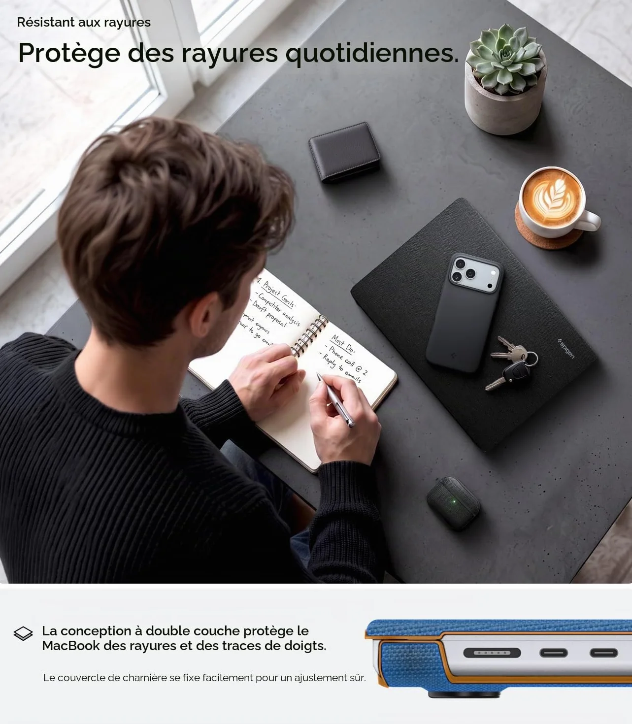 Spigen Urban Fit Coque MacBook Pro 14 Pouces M5 Pro Max 2026 M4 M3 M2 M1 2025-2021 Étui Tricot Premium Noir