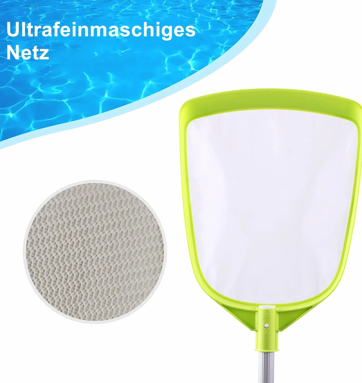 Épuisette de piscine tube ondulé aluminium 142 cm maille ultra fine