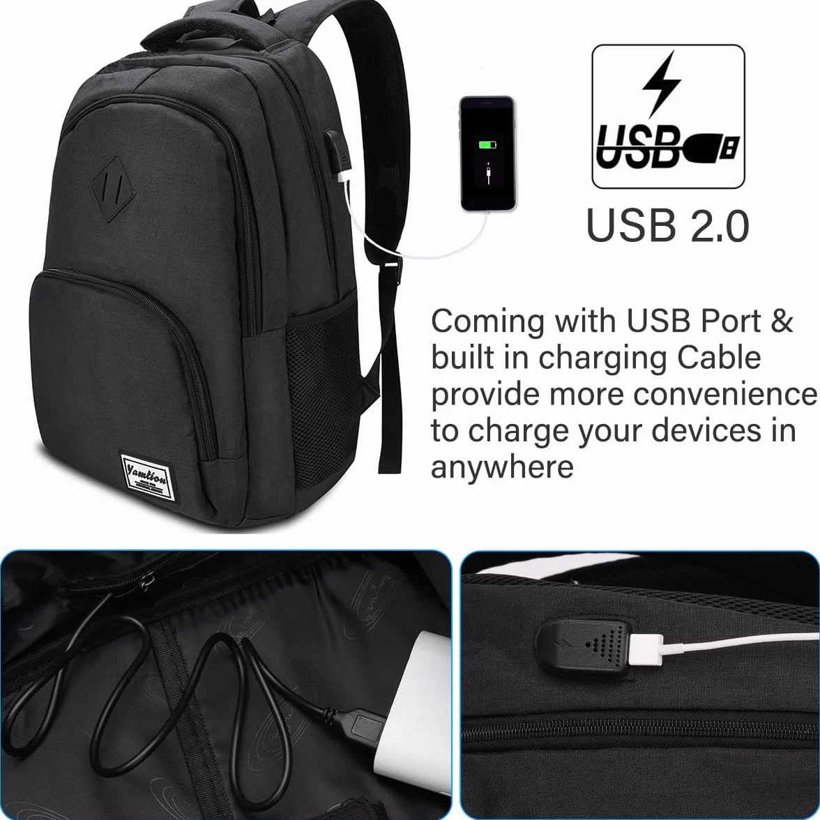 YAMTION Sac à dos d'école unisexe pour ordinateur portable lycée université travail