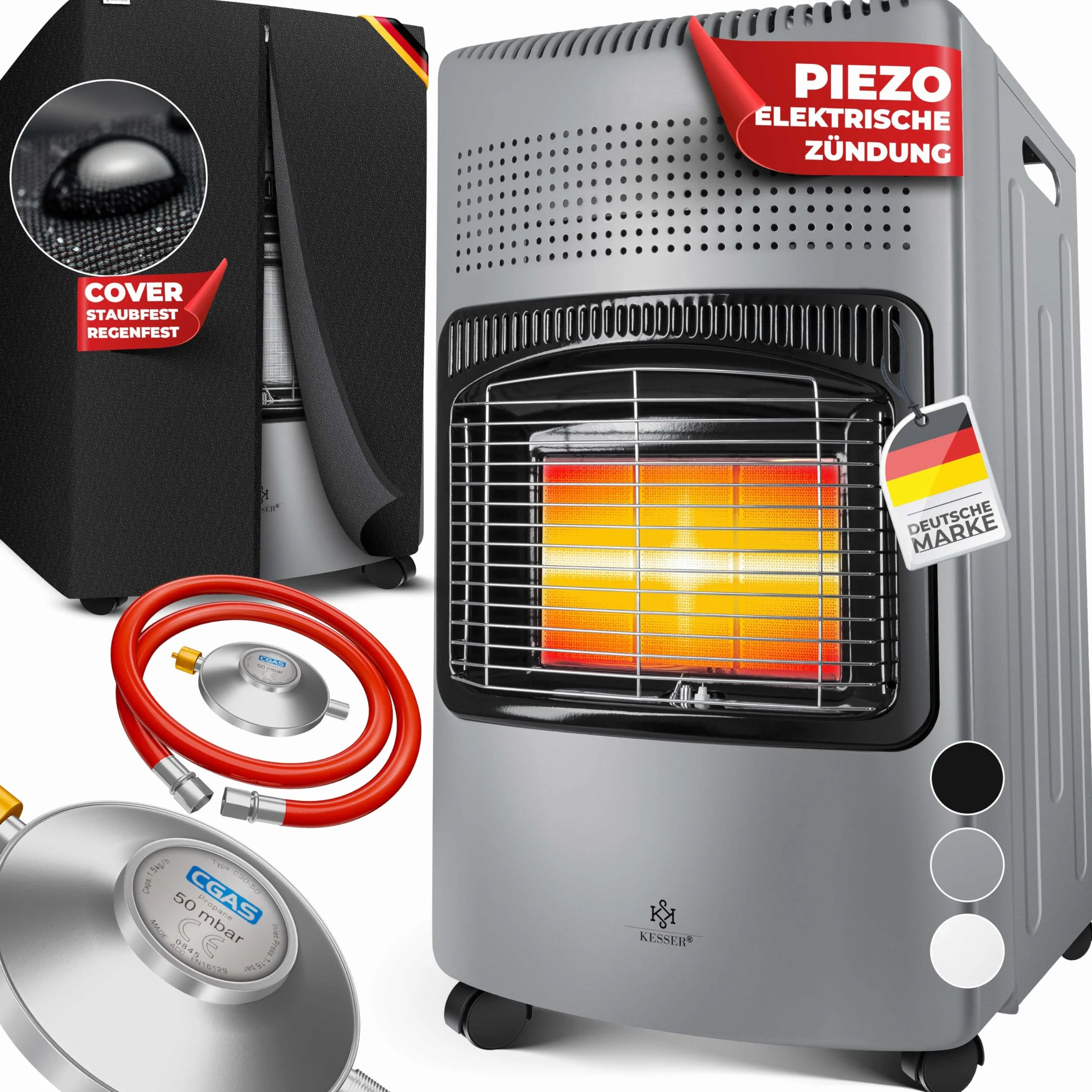 KESSER Chauffage à Gaz 4200 W Brûleur Céramique Infrarouge Gris Foncé