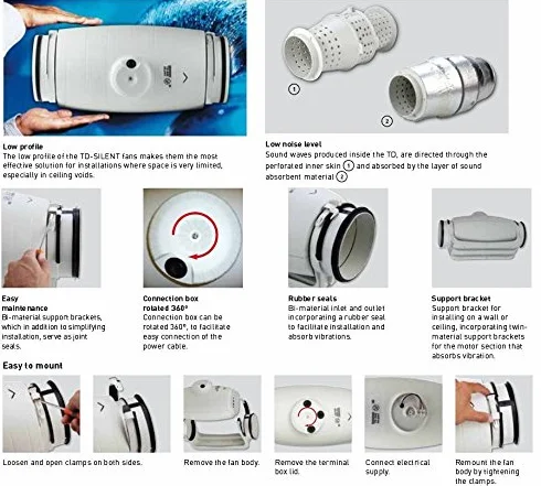 Soler & Palau TD-350-125 aspirateur conduit ventilation silencieux semi-radial isolé acoustiquement