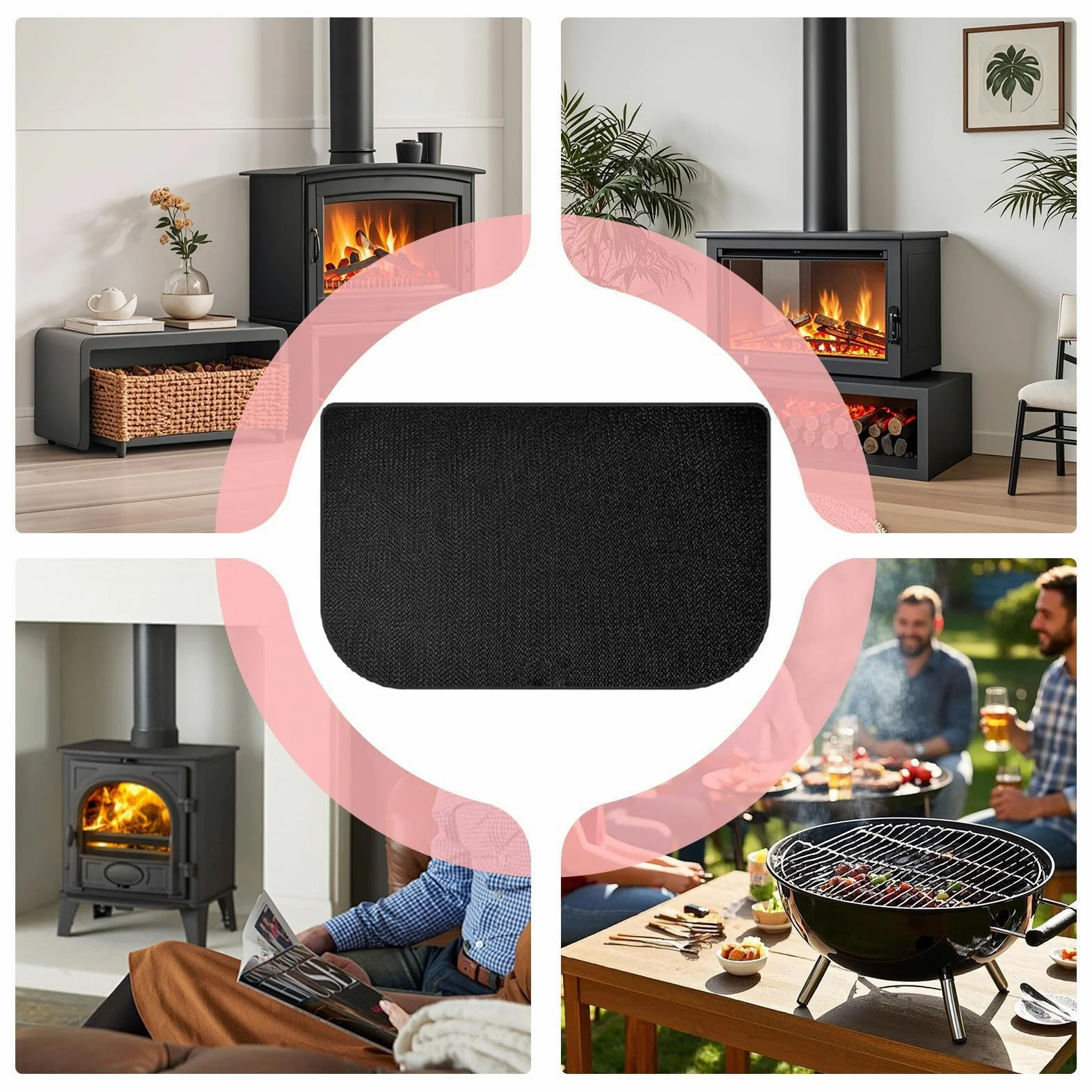 Tapis Ignifuge pour Cheminées Protecteur Résistant à la Chaleur | Protecteur de Sol Intérieur pour Poêle à Bois pour Maison Appartement Salle de Classe Salon Camping Barbecue Feu de C