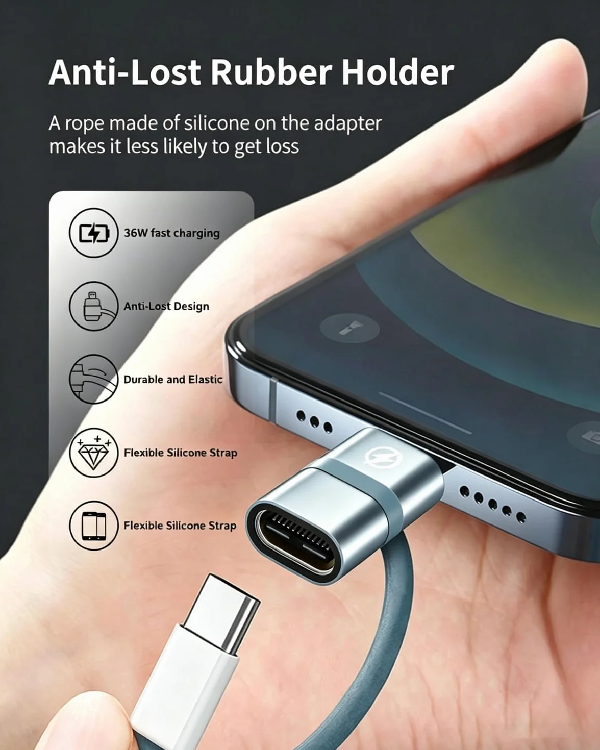 Adaptateur USB C vers Lightning Lot de 3, 36W Charge Rapide PD MFi pour iPhone 14 13 12 11 X iPad AirPods