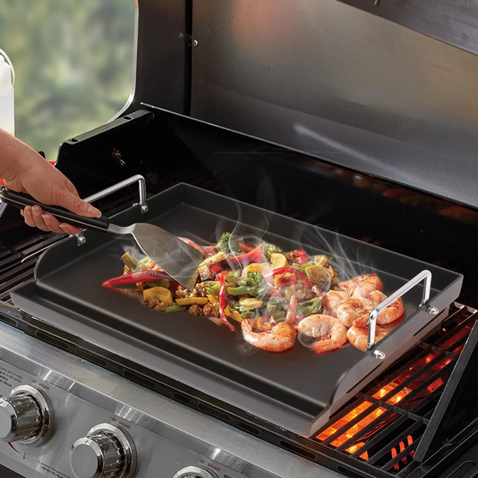 GFTIME Plaque de cuisson universelle 43 x 33 cm antiadhésif pour barbecue gaz charbon électrique