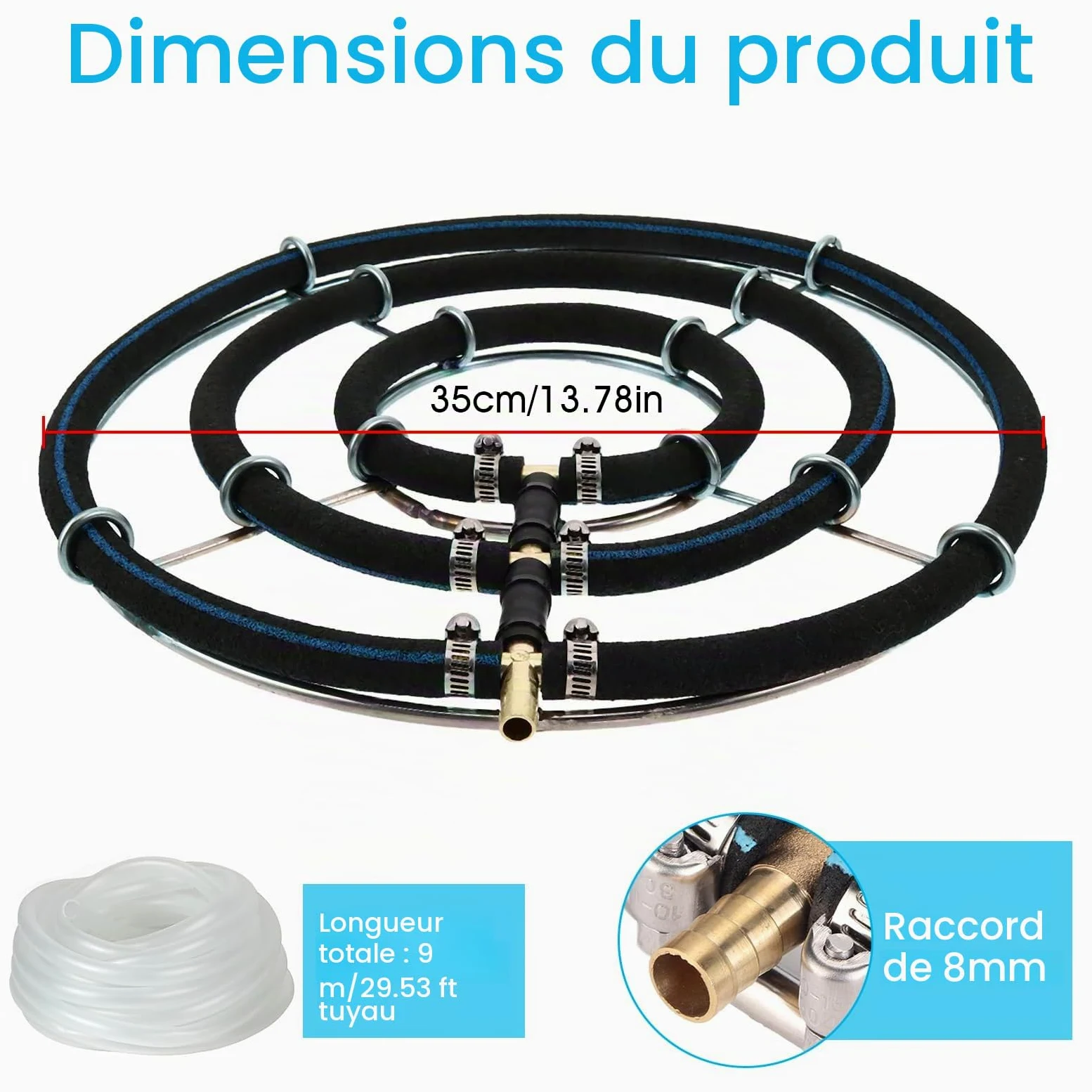 Anneau Aérateur Japonais pour étang, Aérateur et Oxygénation, Diamètre de 35 cm, Diffuseur pour Le Bassin à carpes Koi pour l'enrichissement en oxygène, étang de Jardin, Aquarium
