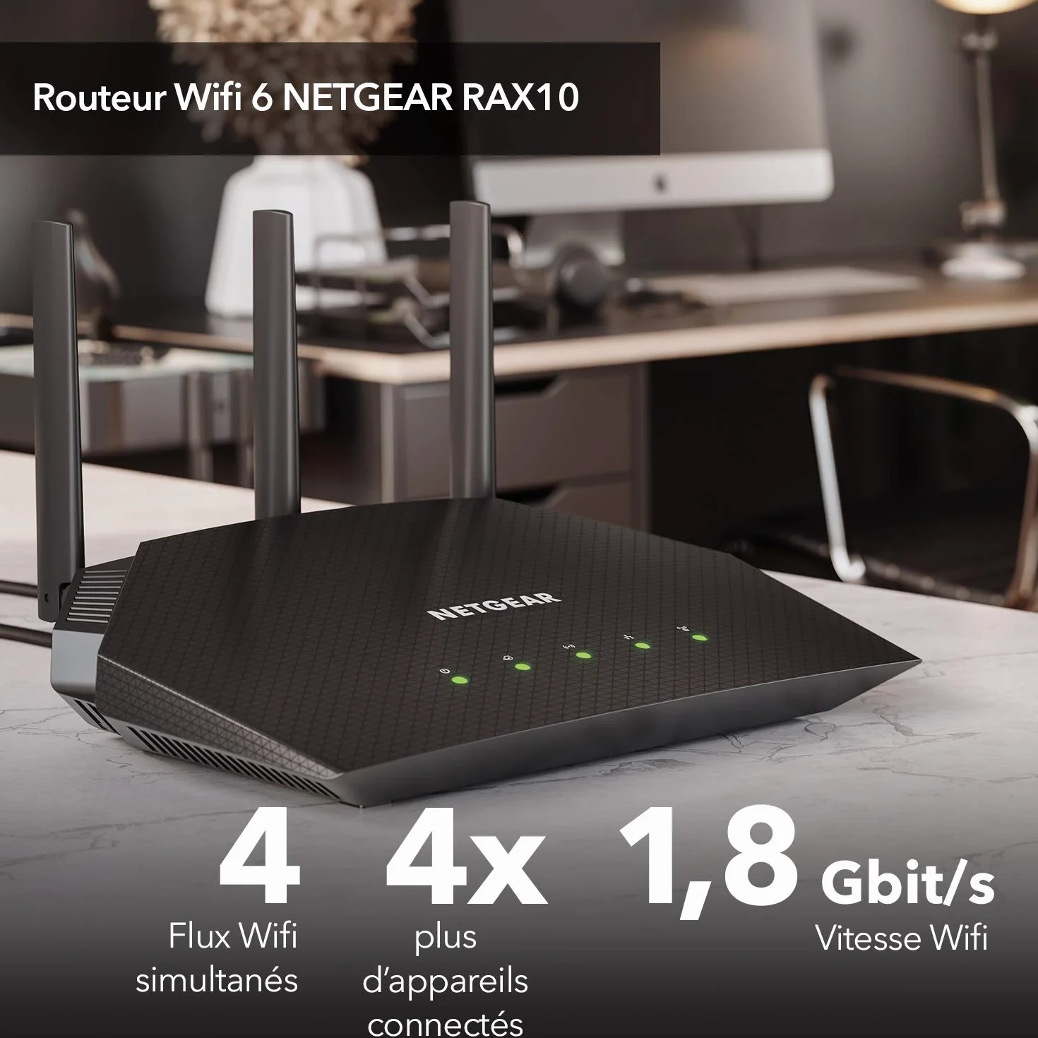Netgear Routeur WiFi 6 AX1800 RAX10 Bi-Bandes 1,8 Gbit/s