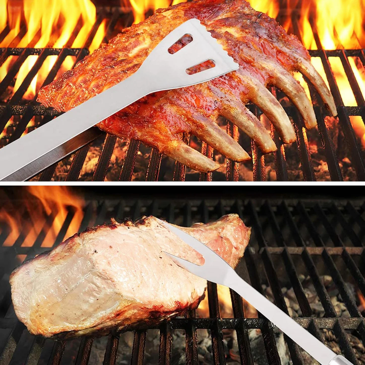 NewlineNY Kit de 9 outils de barbecue en acier inoxydable