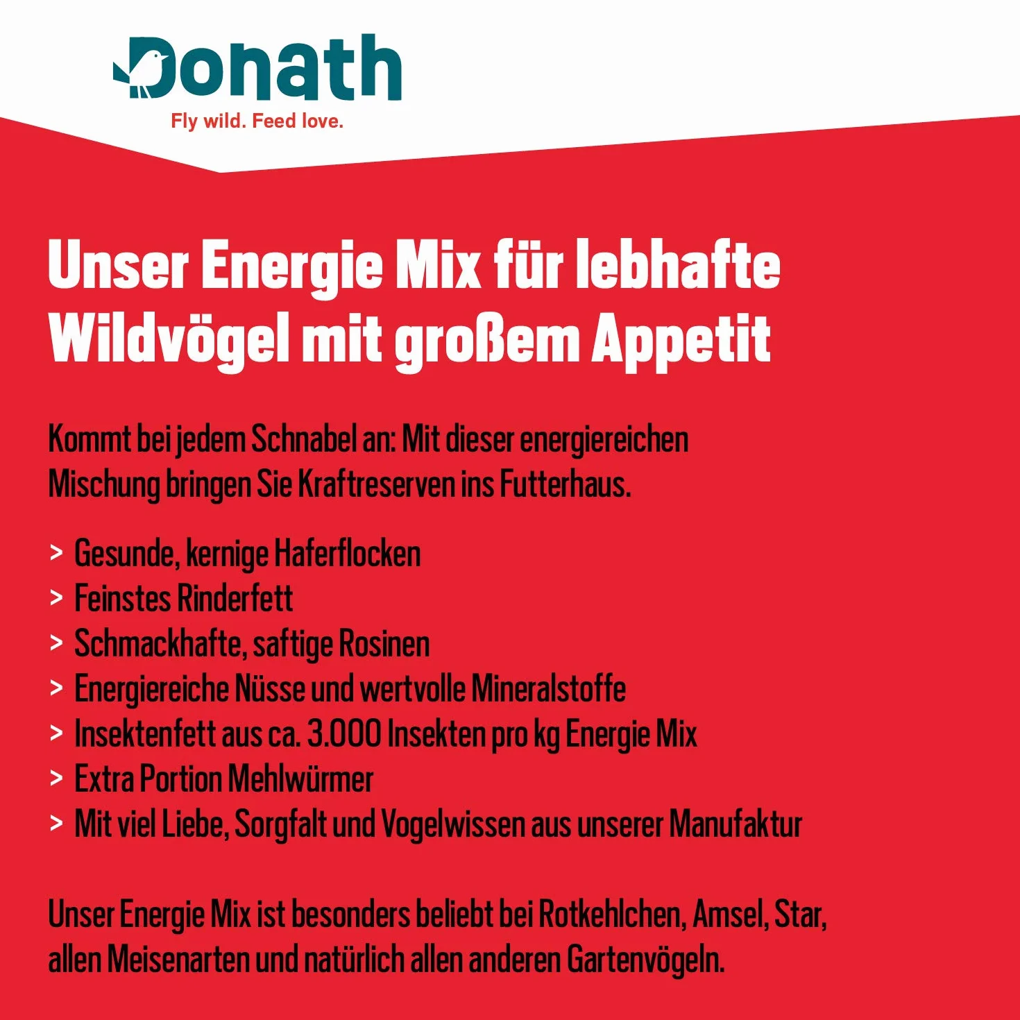 Donath Mix Énergie Oiseaux Sauvages Nourriture 1 kg