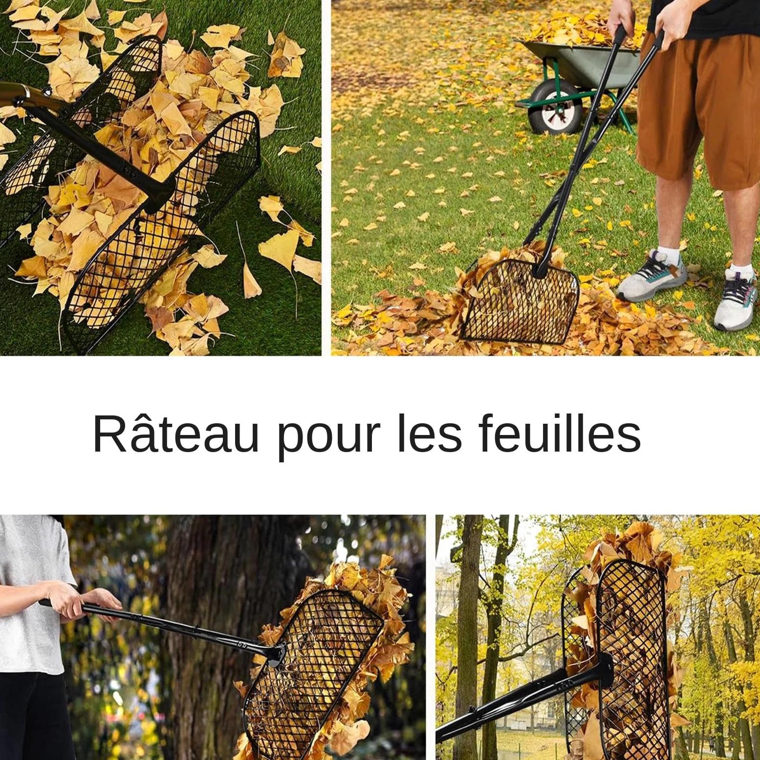 Rateaux à Feuilles pour Pelouse Collecteur Large à Manche Long | Rateau Ramasse-Feuilles Robuste Pour Enlever Les Débris D'Des Allées Terrasses Cours Et Jardins