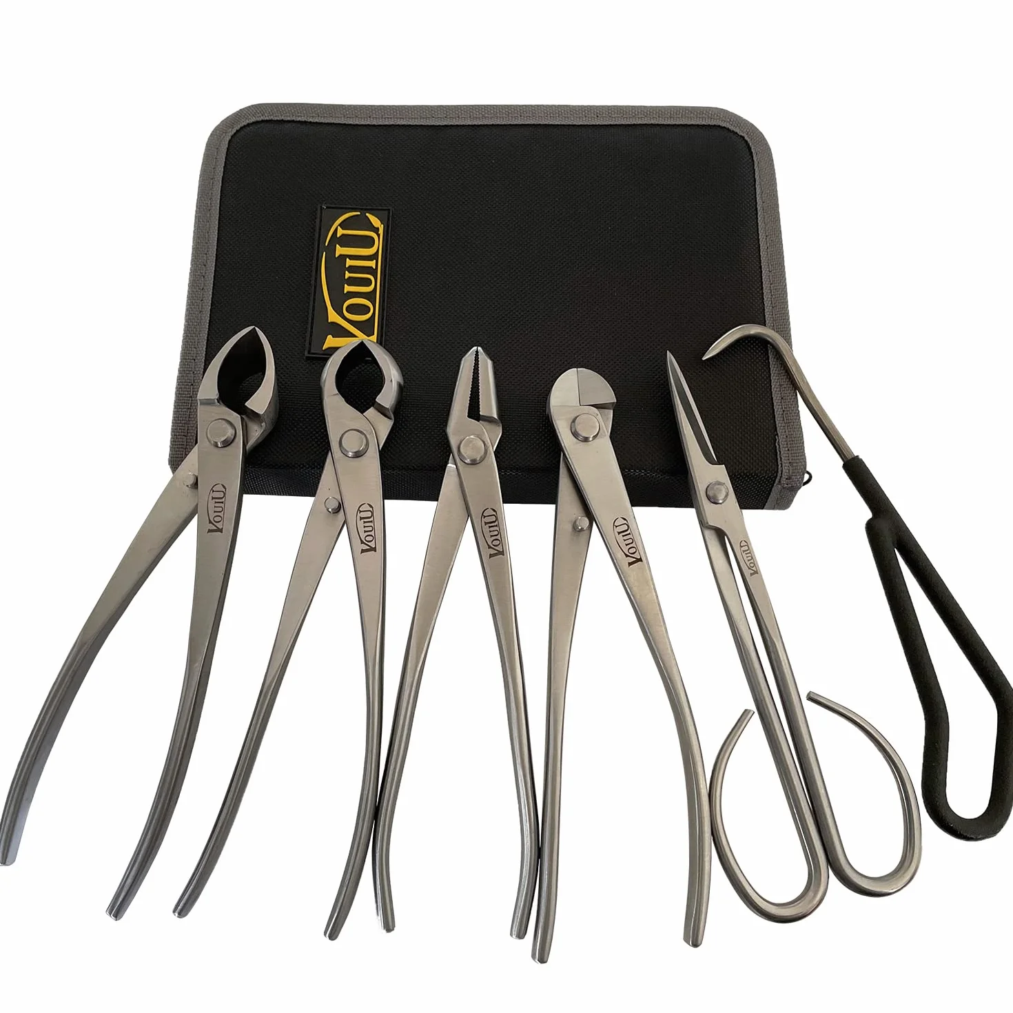 vouiu Lot de 6 outils pour bonsaï, coupe-bordures, coupe-boutons, pince Jin, coupe-fil, ciseaux à bonsaï, crochet racine