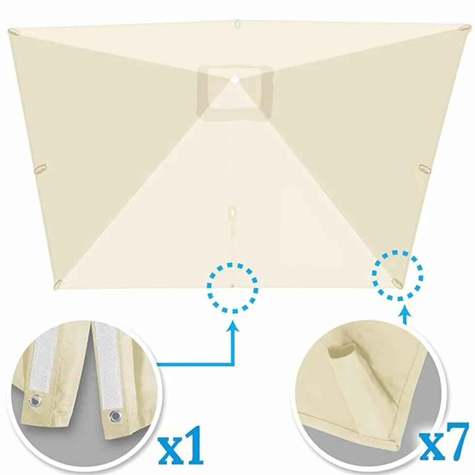 Auvent De Rechange Parasol Déporté 8 Baleines Toile De Jardin Extérieur 3x3m Burgundy