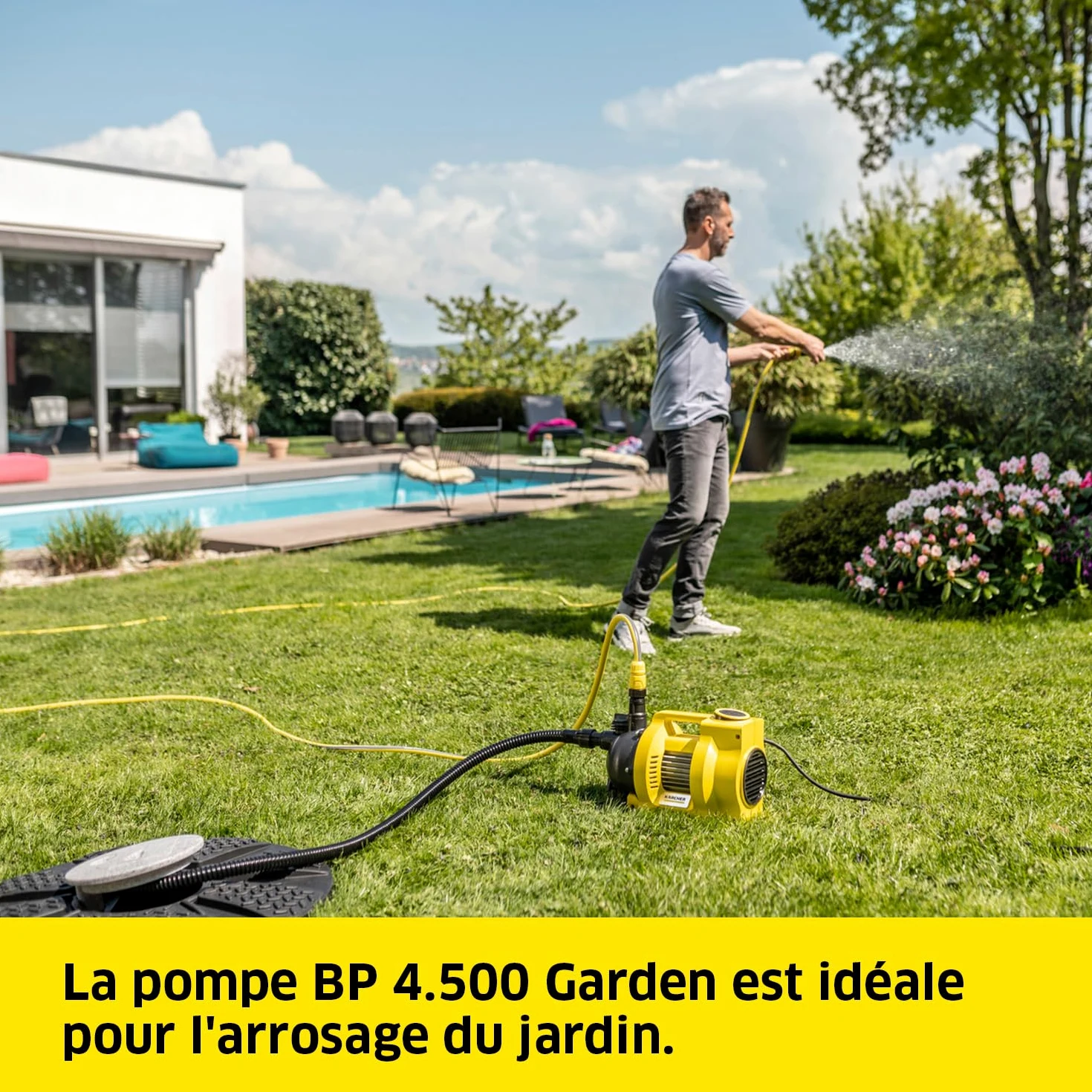 Pompe d'Arrosage Kärcher Bp 4,500 Garden, Moteur 550 W, Débit de 4 500 L/H, 3,6 Bar, HautEUr Manométrique Totale 36 M, HautEUr D’Aspiration Max, 8 m