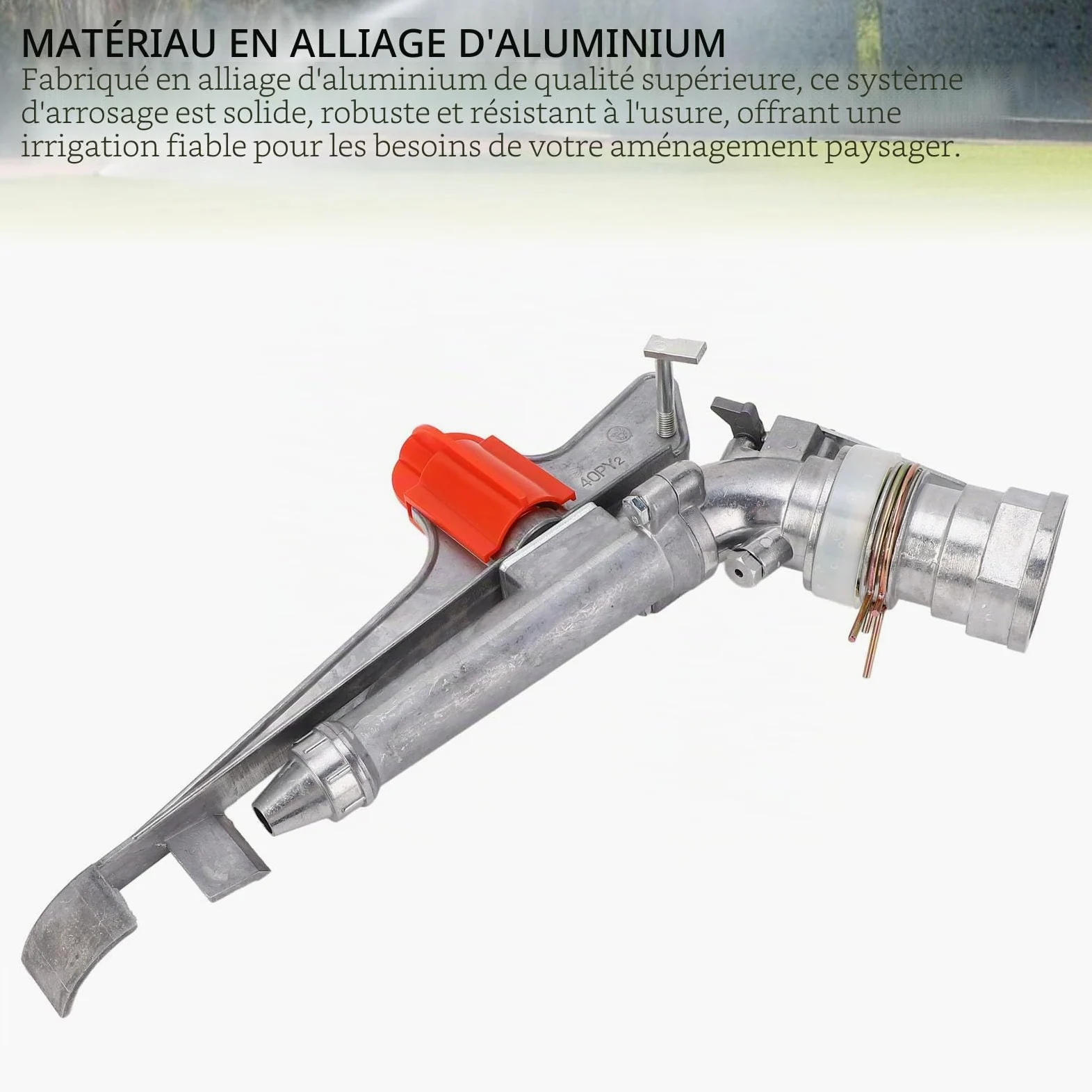 Arroseur D'irrigation de Ferme Agricole de 2 Pouces, Arroseurs de Pelouse Rotatifs à 360 ° pour Cour, Pistolet de Pulvérisation D'irrigation avec Angle Réglable, Filetage Femelle