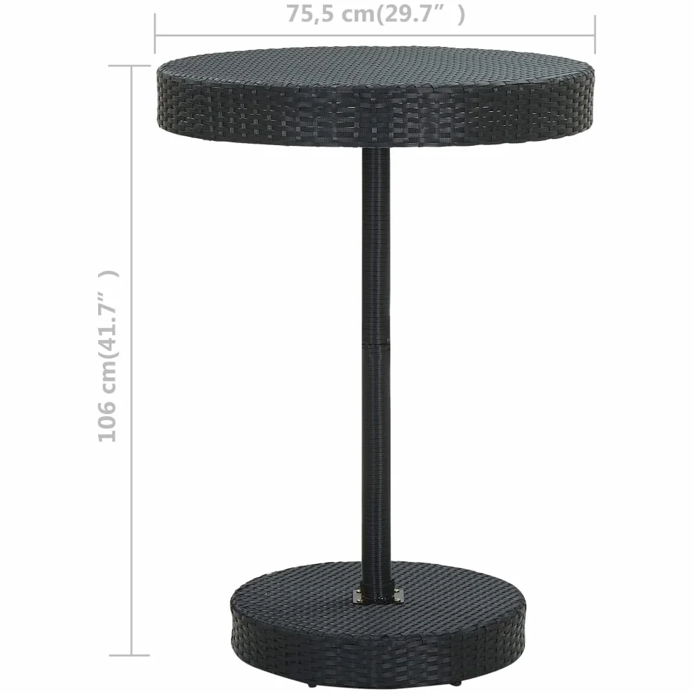 Tomostar Table de Bar Haute Extérieur Noir 75,5x106 cm Résine tressée