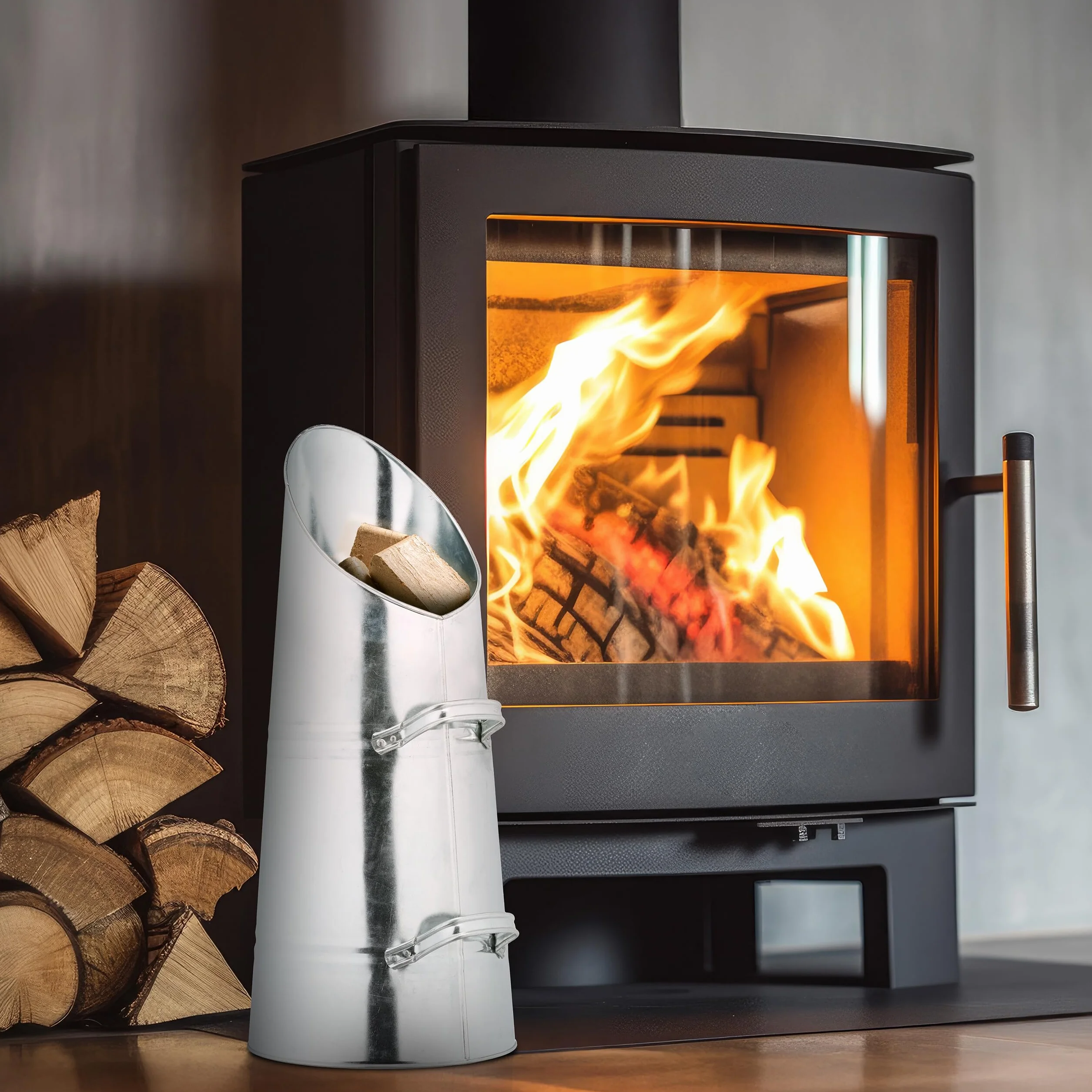 Relaxdays Charbonnière métallique 16 litres pour cheminée