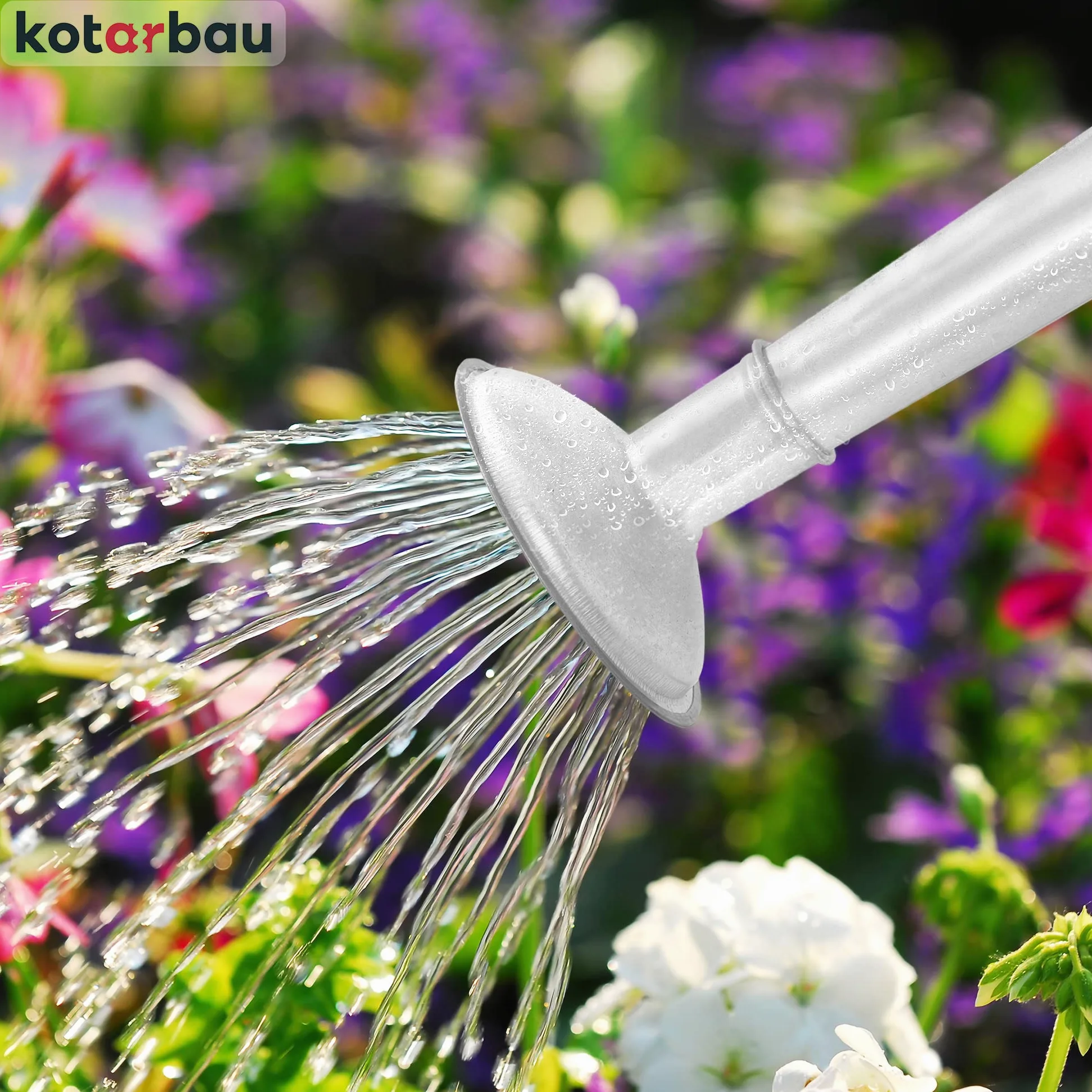 KOTARBAU® Arrosoir Plante Interieur - 10 L - Arrosoir Jardin - avec Pomme Amovible - Argenté - pour Terrasse - Balcon