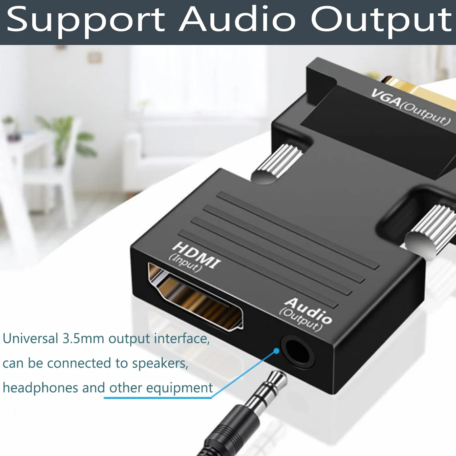 Adaptateur HDMI vers VGA 1080P 60Hz Audio Vidéo pour TV Box HDTV Moniteur PC