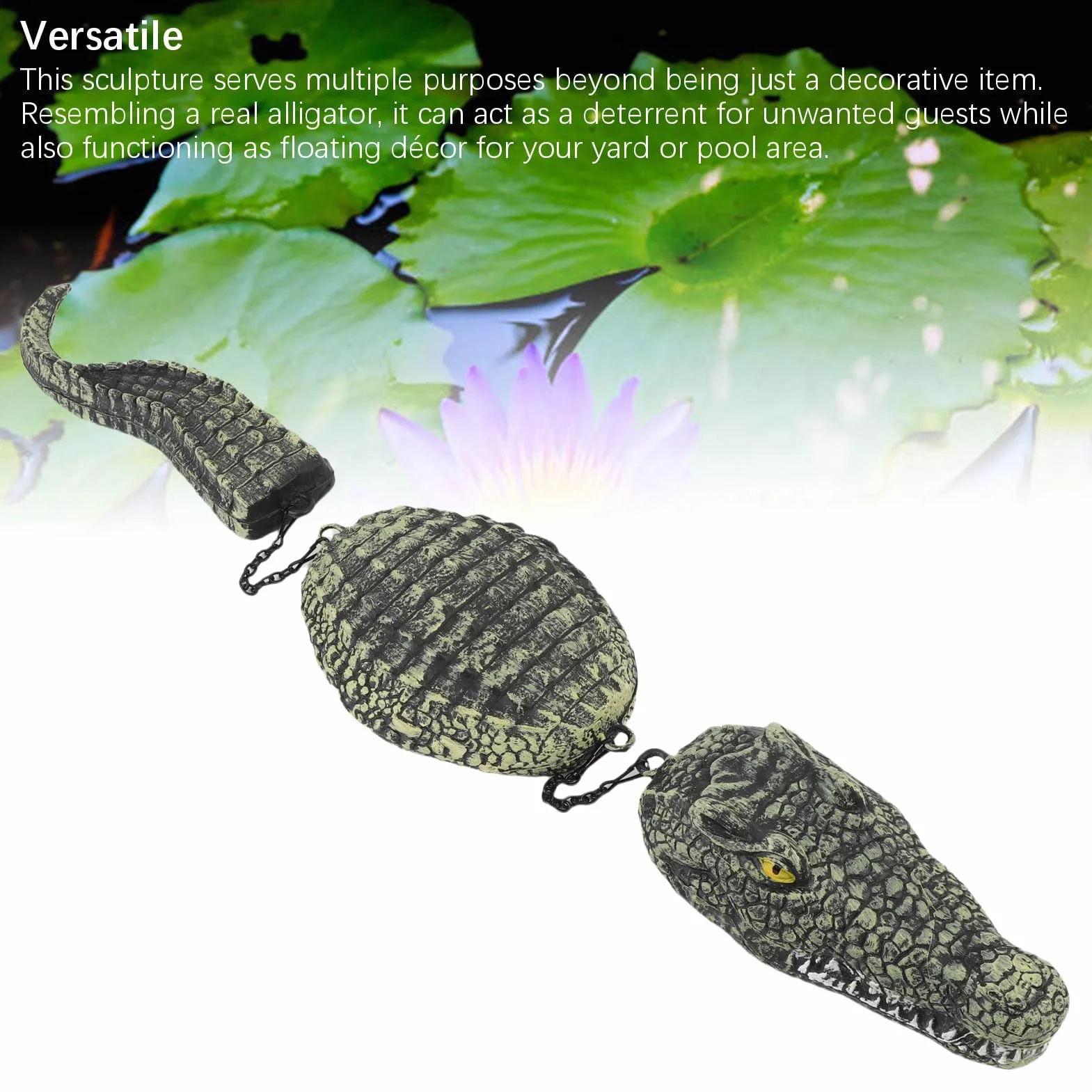Leurre D'alligator Flottant Réaliste en Plastique 32,9 Pouces pour Décoration D'étang de Jardin