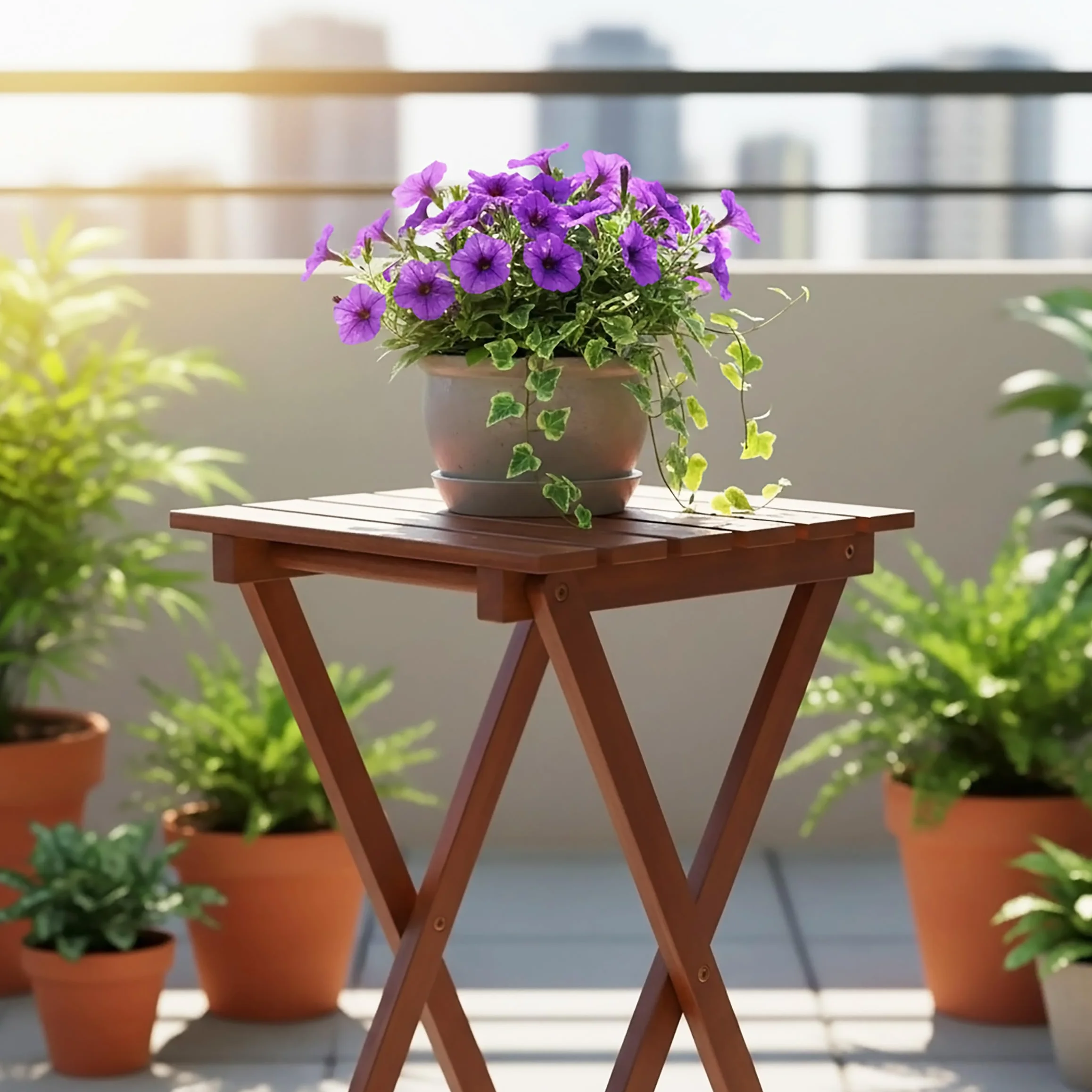 Spetebo Tabouret pliant en bois d'eucalyptus 62 cm - Tabouret de jardin