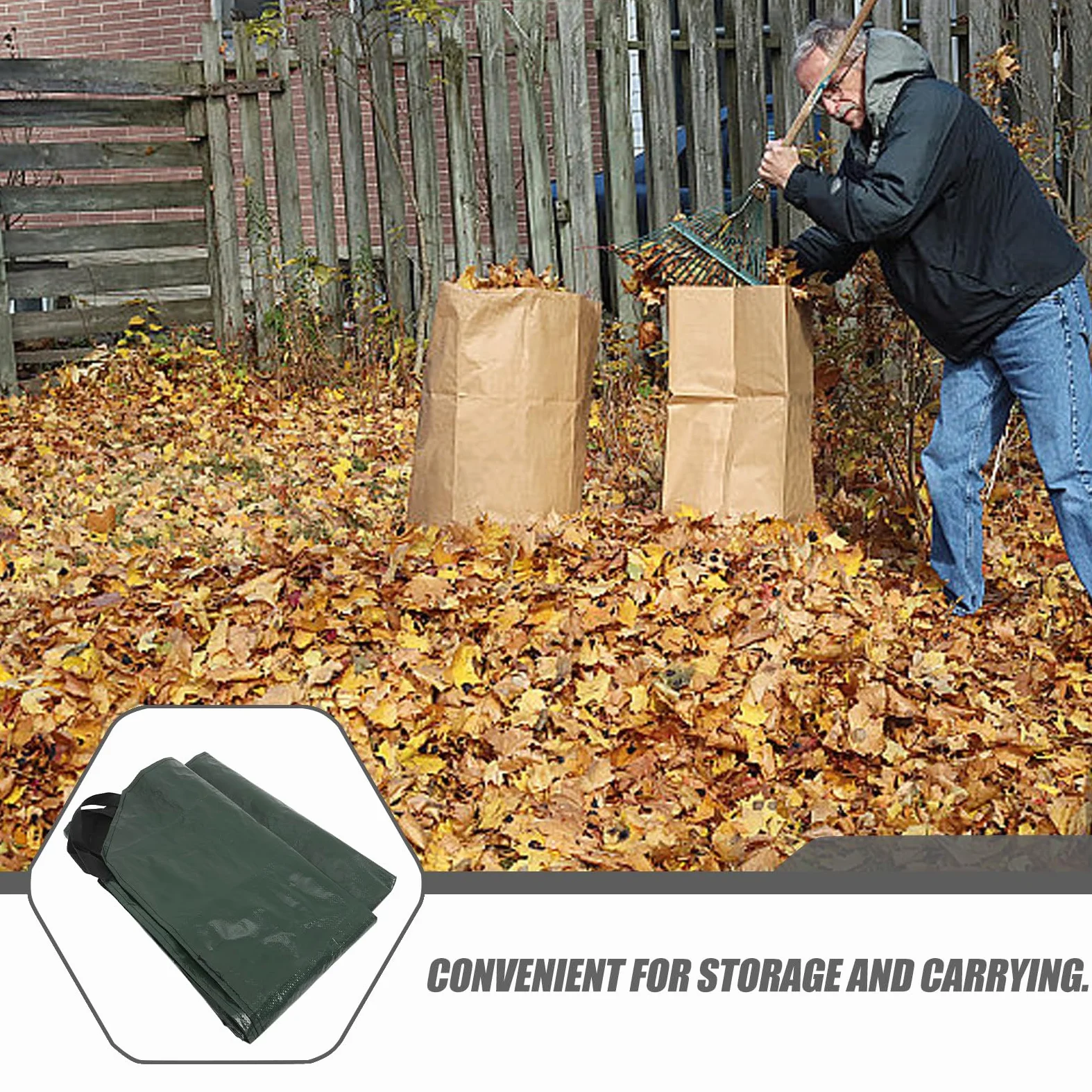 Sewroro Paquet Pliable à Déchets de Jardin en Pe avec Poignées Pratiques, Grosse Capacité pour Ramassage de Feuilles et Débris Patios et Jardins