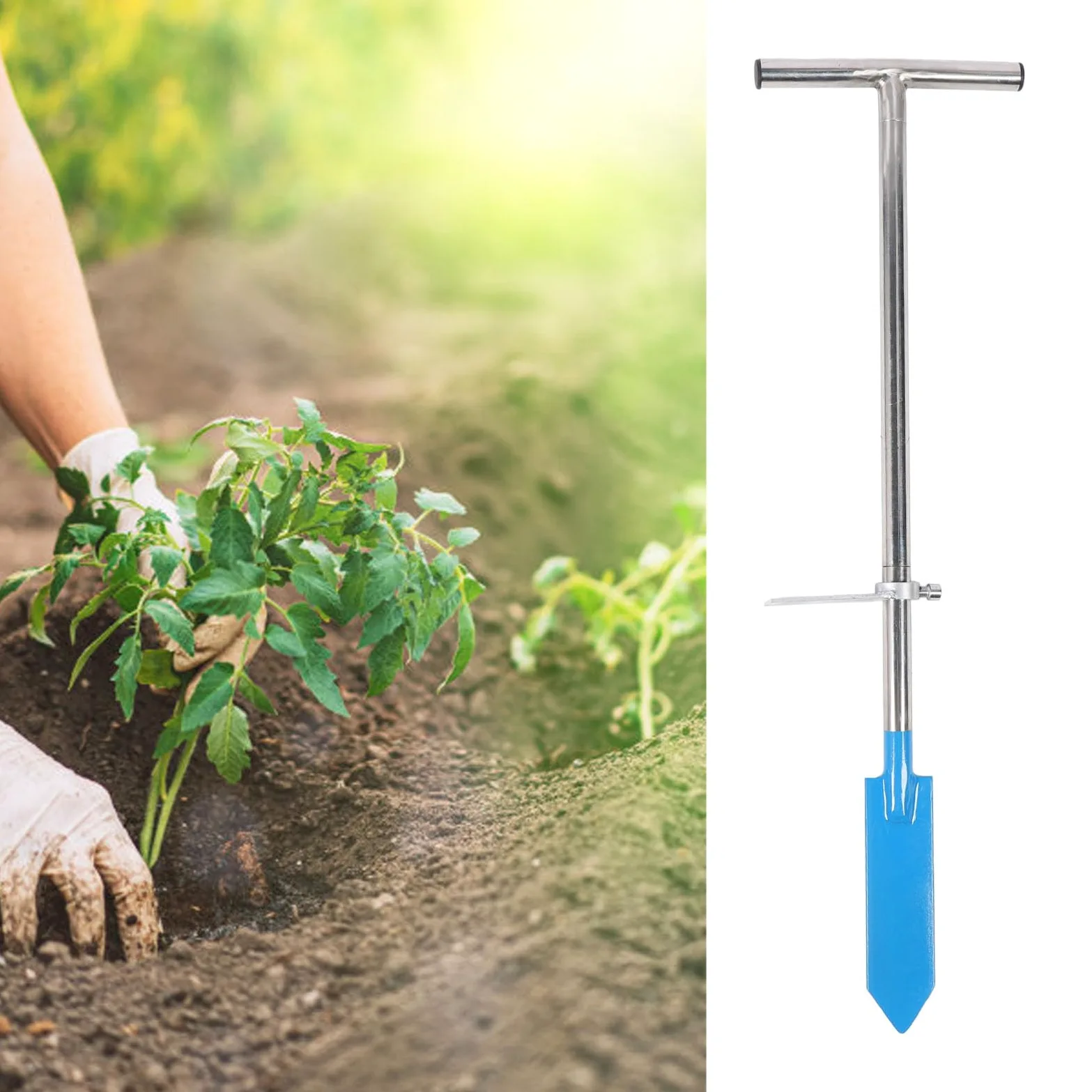 Aramox Outil de plantation en acier inoxydable avec pelle amovible pour jardinage agricole et forestier