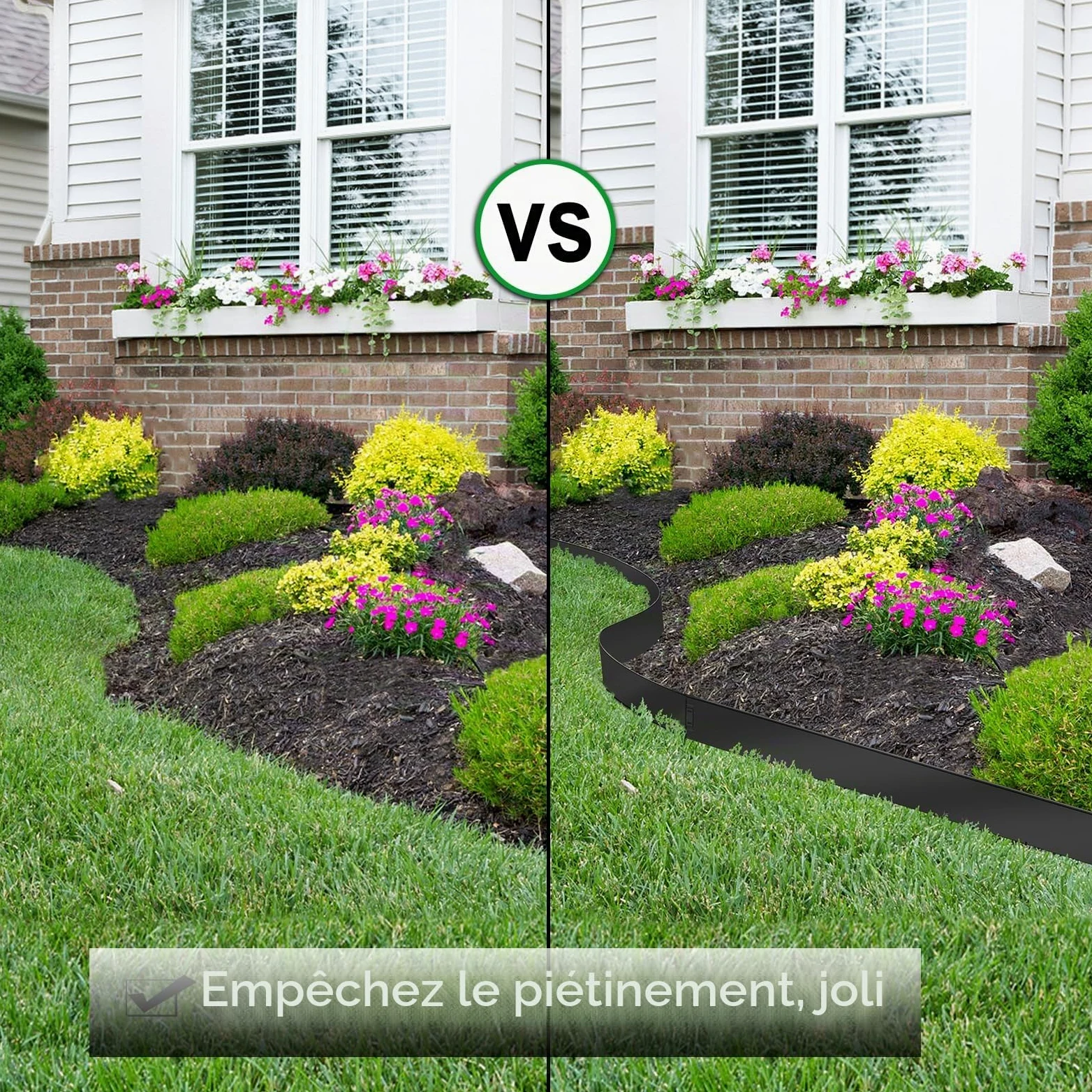 HENGMEI 15 m de bordure de pelouse en métal flexible - Hauteur 100 x 15 cm - Enveloppe de parterre - 15 pièces - Noir