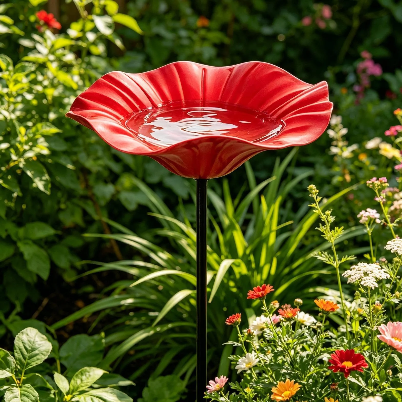 Bain Oiseaux Artisanal Fleur Abreuvement Abeilles Jardin Mangeoire Exterieur Métal