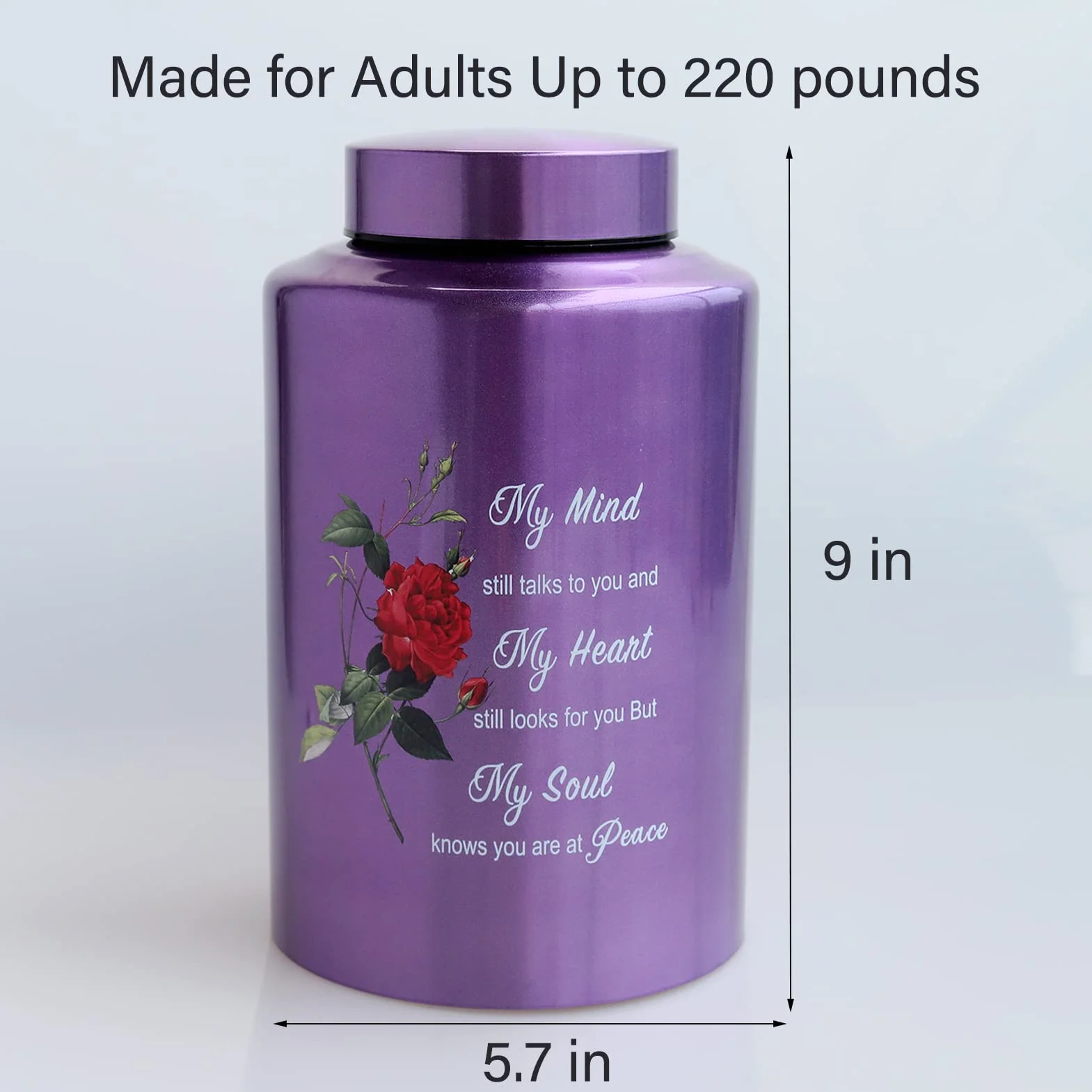Urne funéraire Grande jusqu'à 90,7 kg - Urne décorative en Forme de Rose avec Sac en Velours